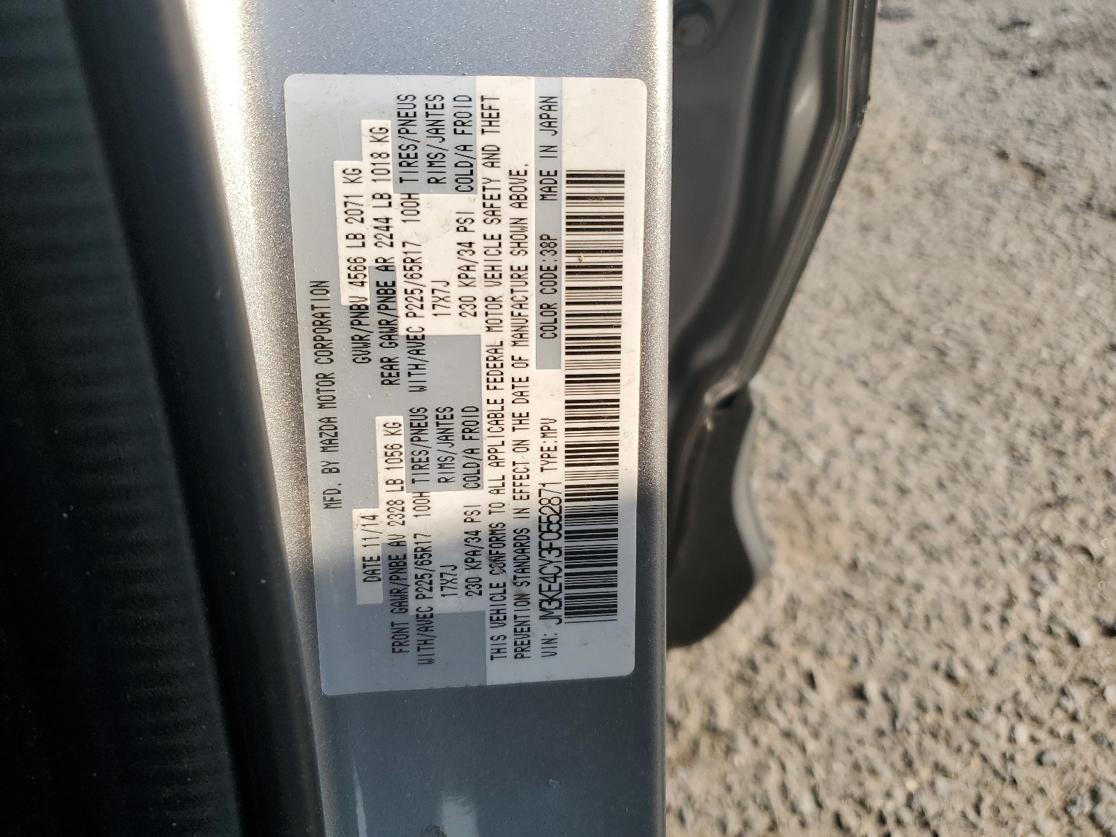 JM3KE4CY3F0552871 2015 Mazda Cx-5 Touring