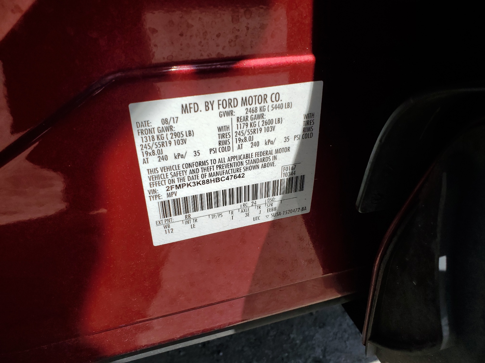 2FMPK3K88HBC47642 2017 Ford Edge Titanium