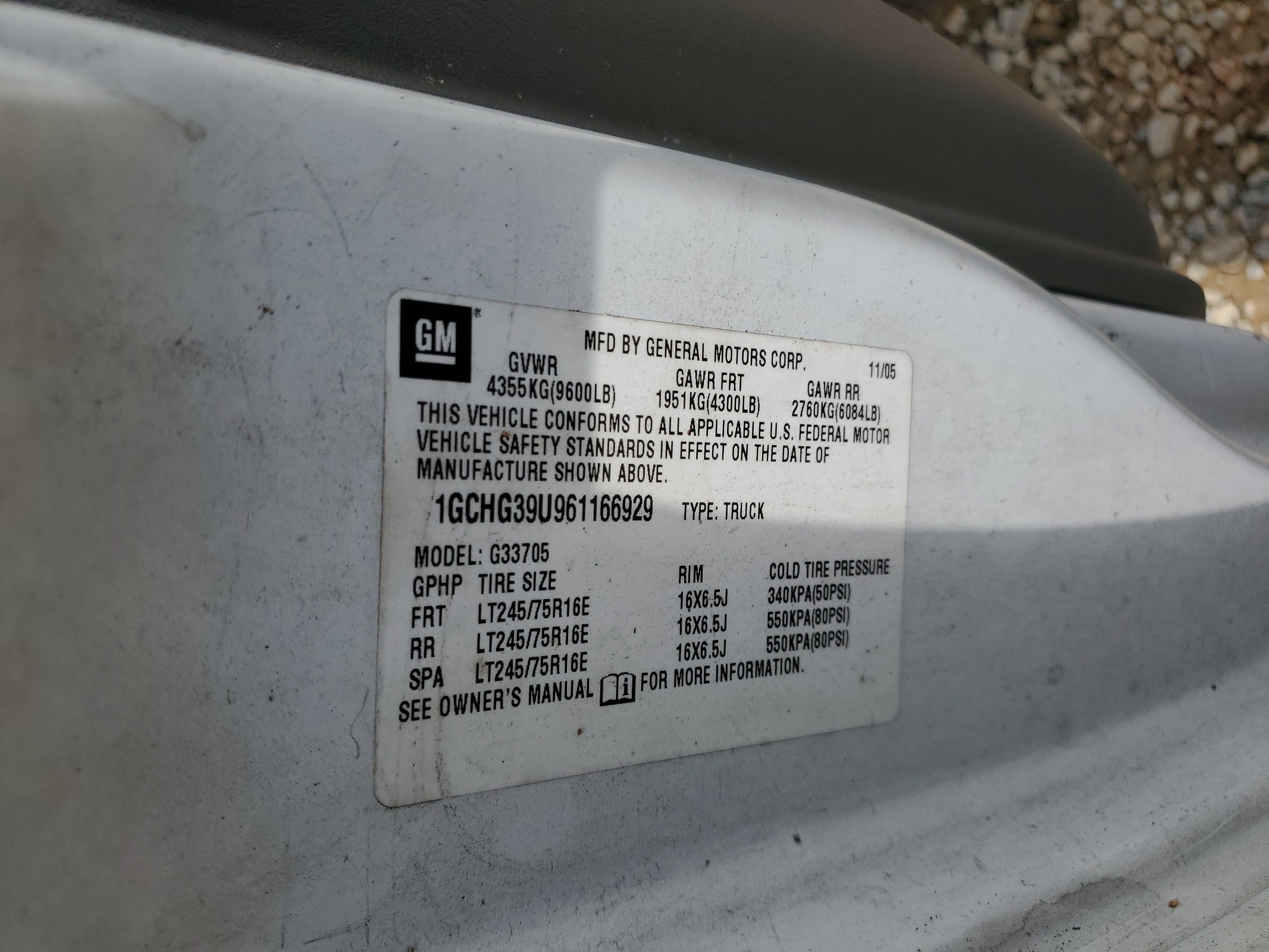 1GCHG39U961166929 2006 Chevrolet Express G3500