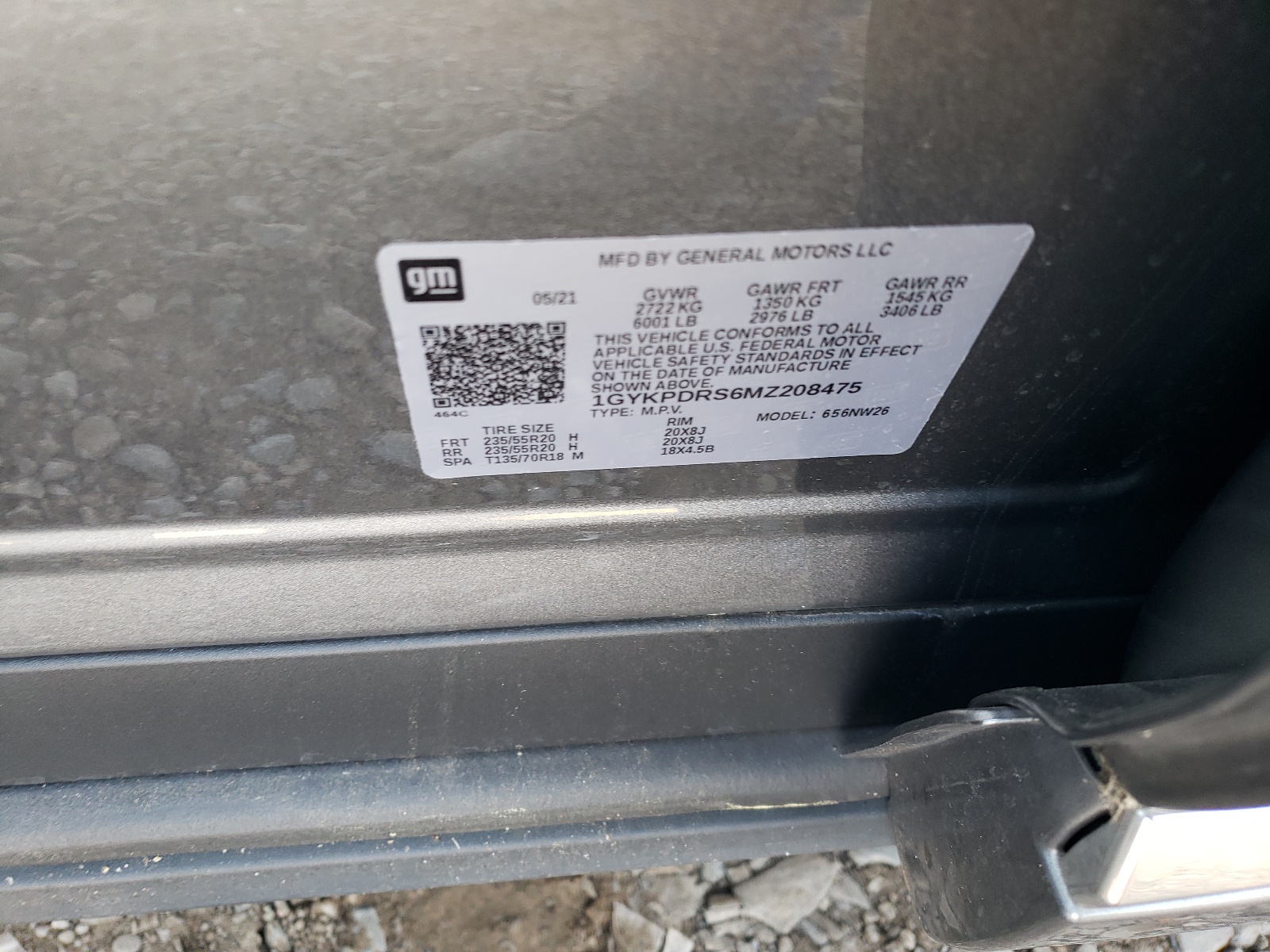 1GYKPDRS6MZ208475 2021 Cadillac Xt6 Premium Luxury