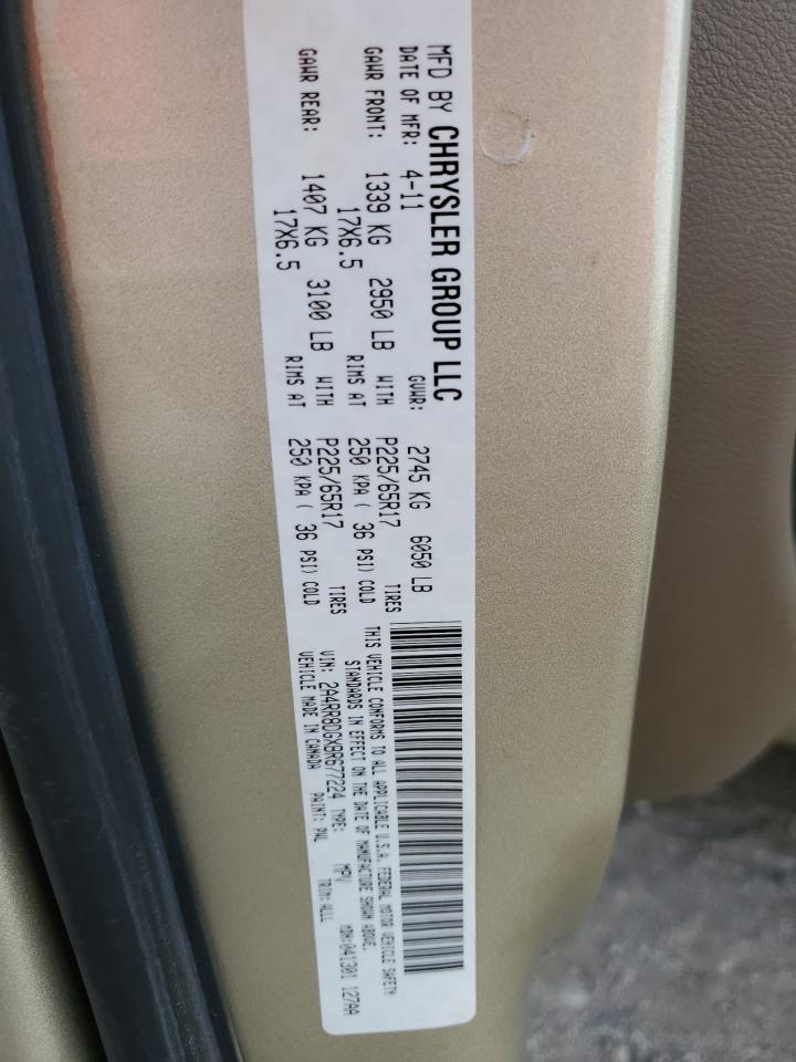 2011 Chrysler Town & Country Touring L VIN: 2A4RR8DGXBR677224 Lot: 63109644