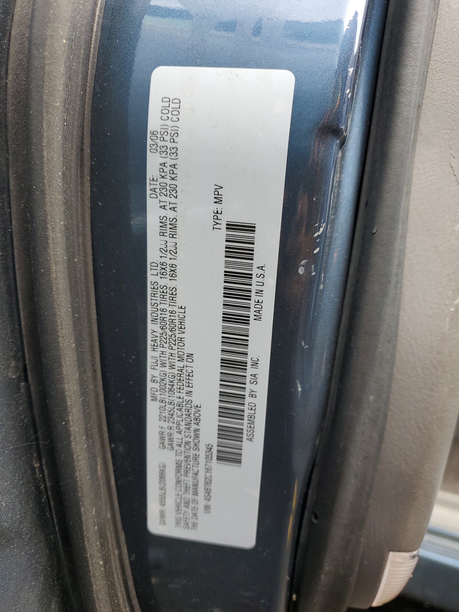 4S4BT62C167105345 2006 Subaru Baja Sport