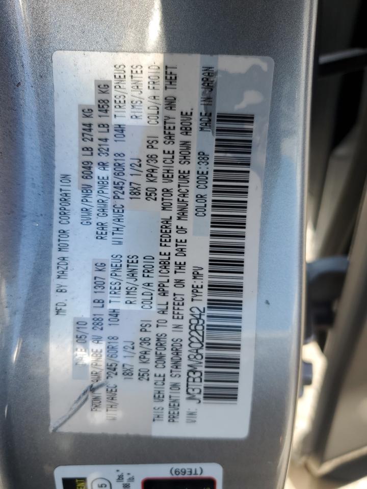 2010 Mazda Cx-9 VIN: JM3TB3MV8A0226942 Lot: 62913224