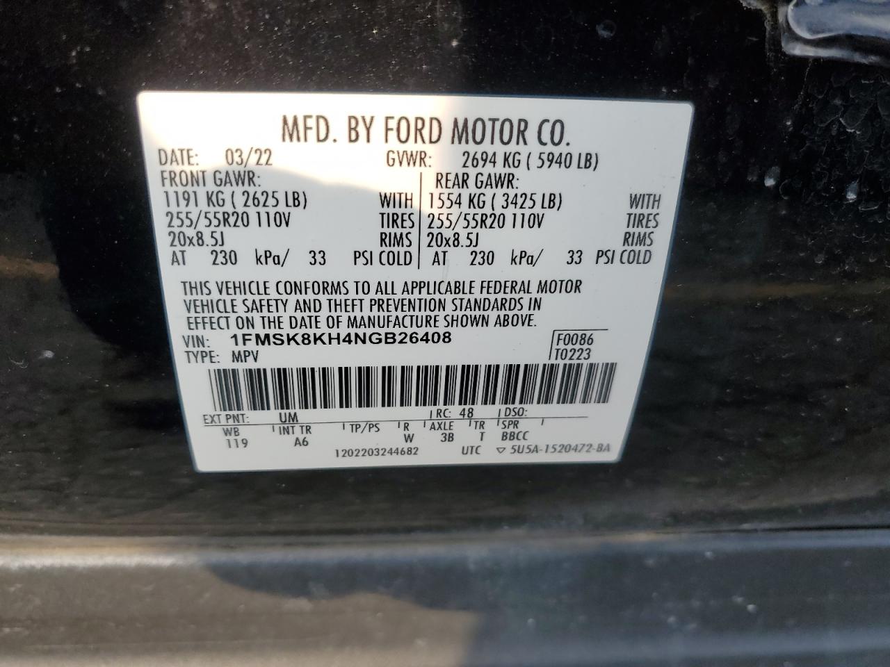 1FMSK8KH4NGB26408 2022 FORD EXPLORER - Image 13