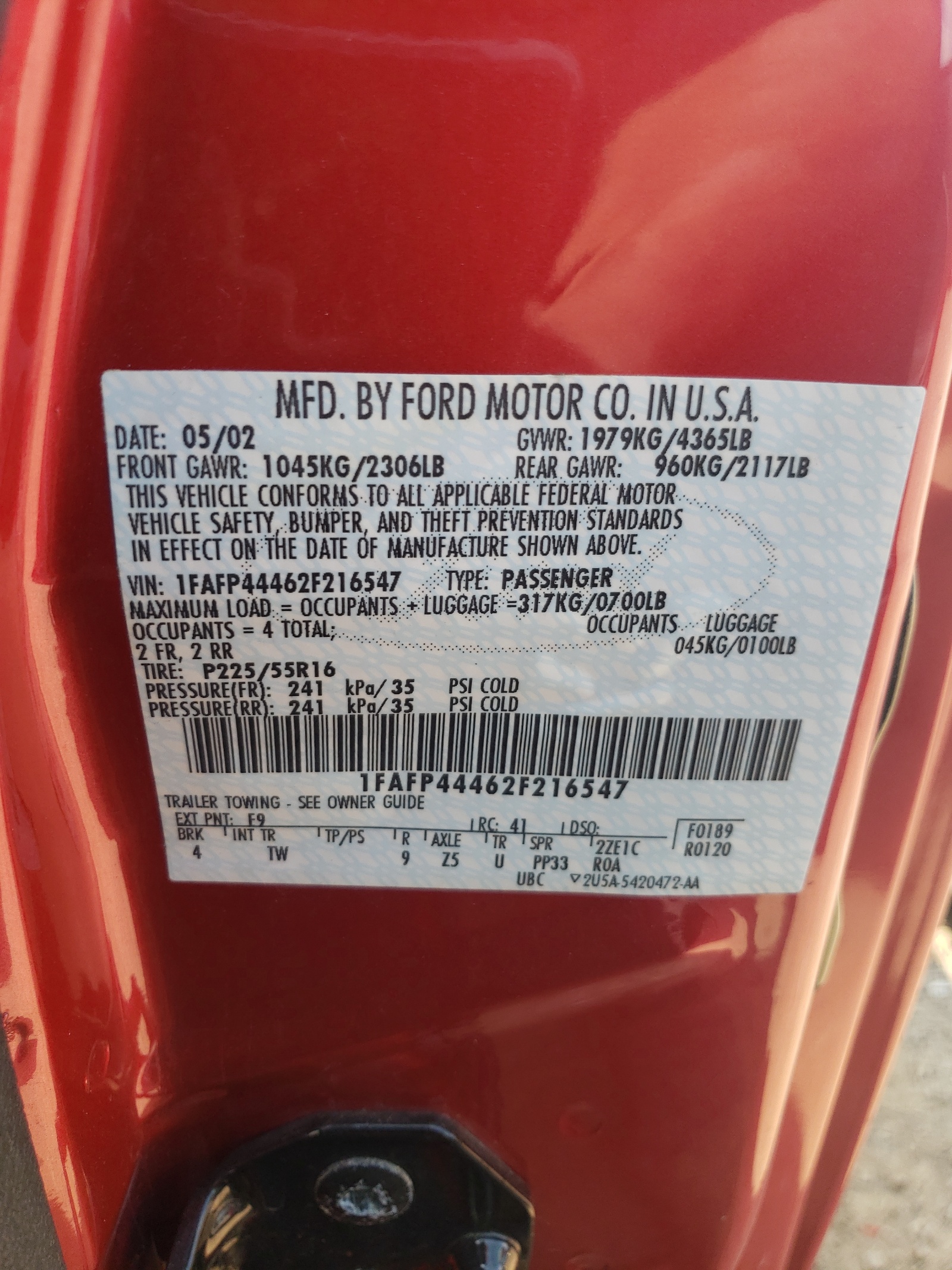 1FAFP44462F216547 2002 Ford Mustang