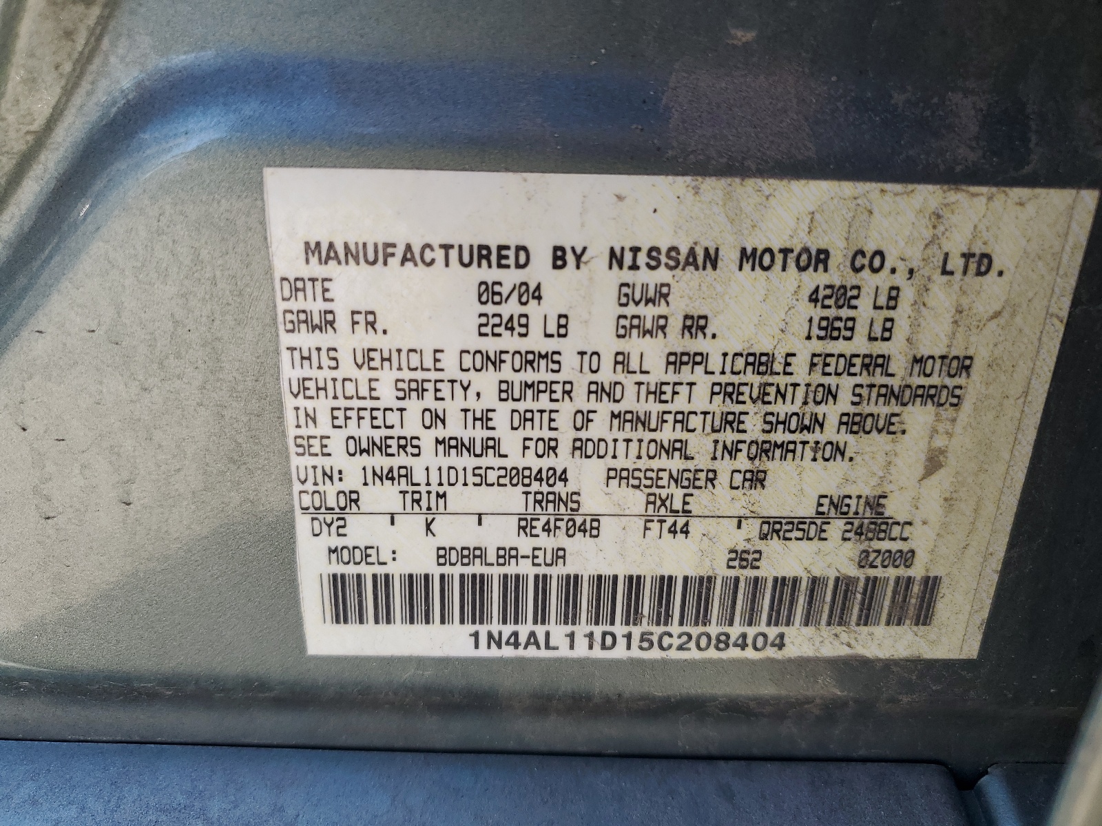 1N4AL11D15C208404 2005 Nissan Altima S