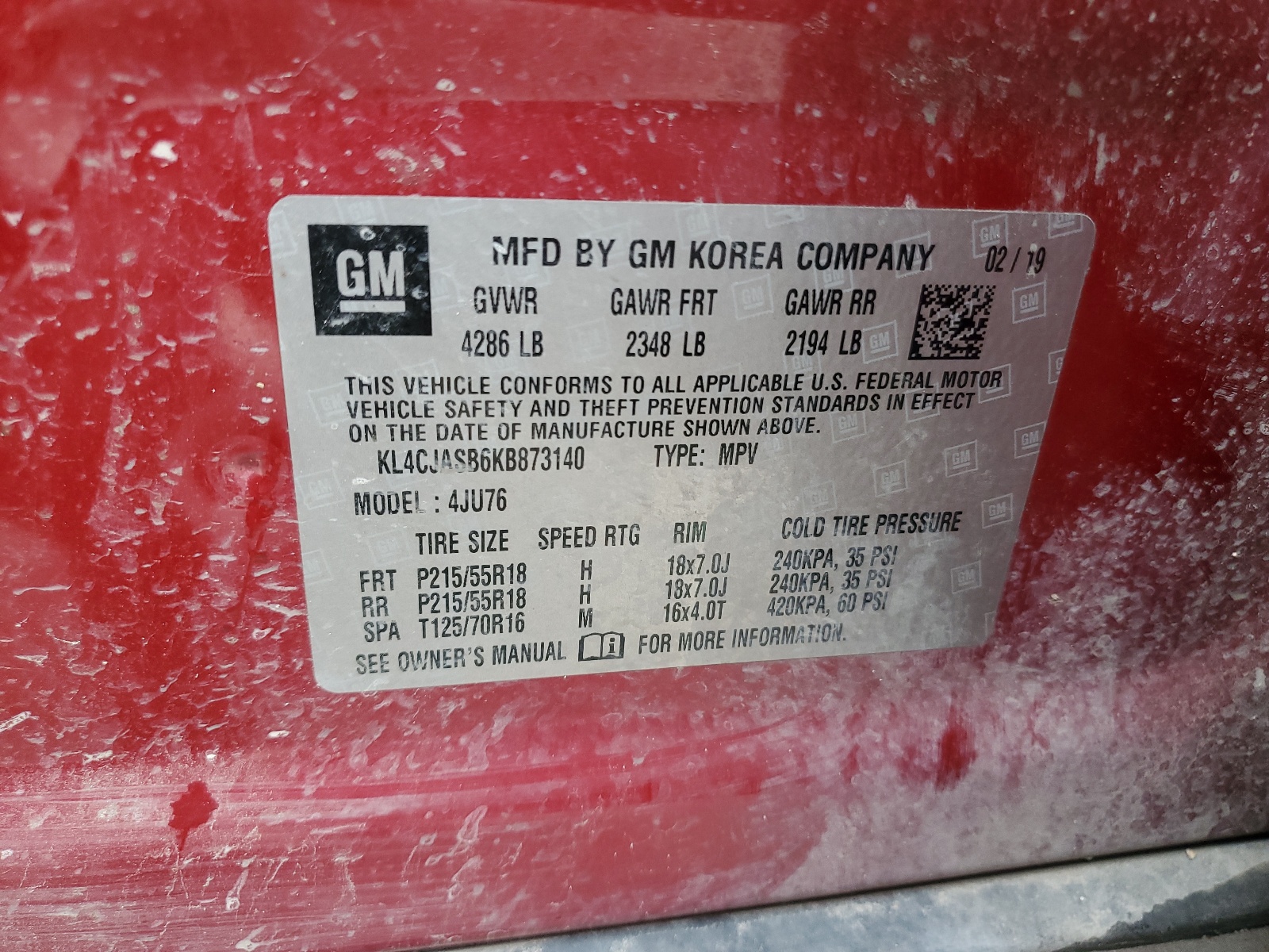 KL4CJASB6KB873140 2019 Buick Encore Preferred