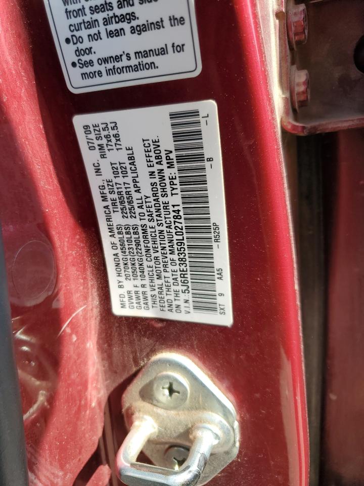 2009 Honda Cr-V Lx VIN: 5J6RE38359L027841 Lot: 63271904