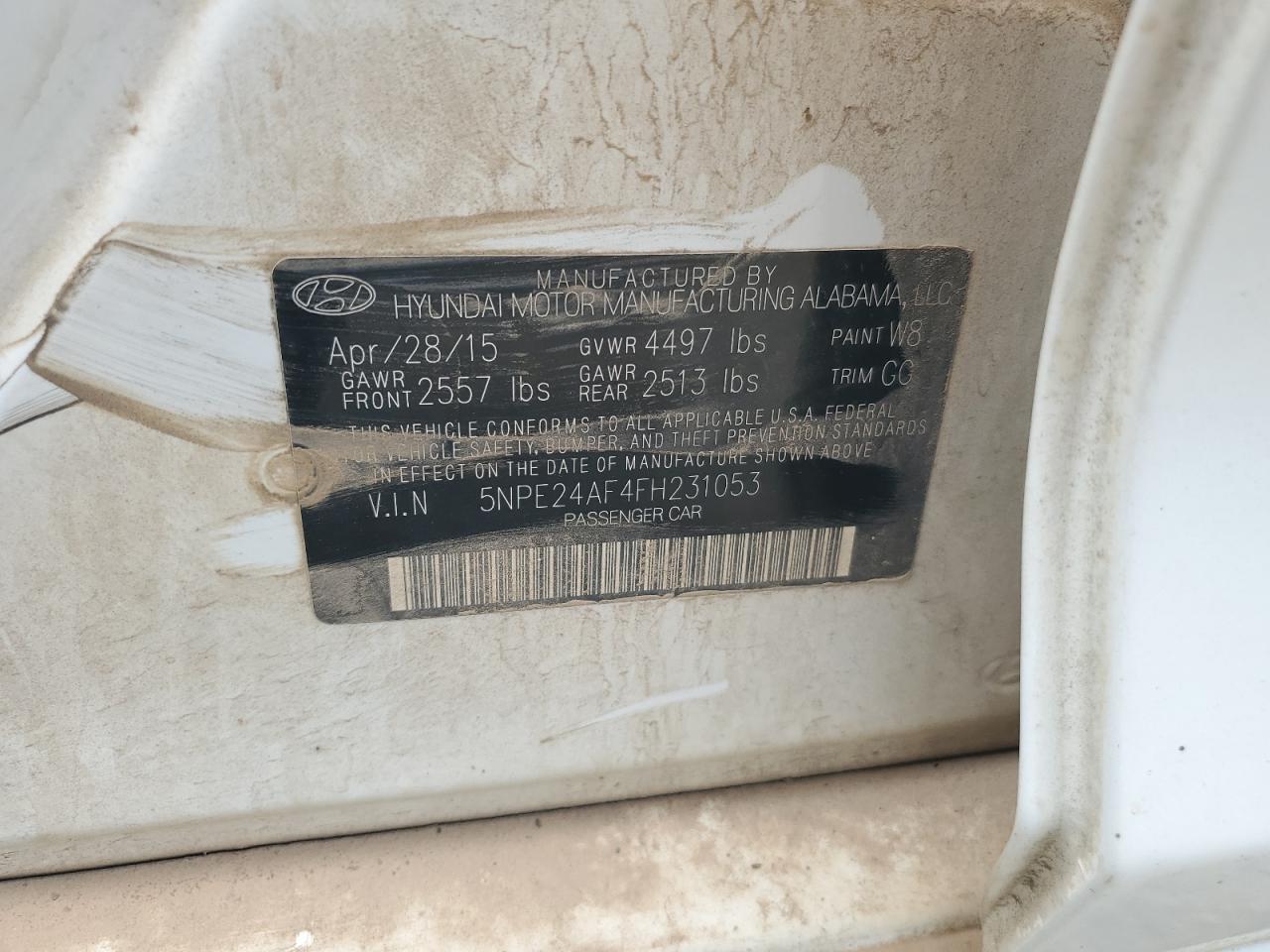 2015 Hyundai Sonata Se VIN: 5NPE24AF4FH231053 Lot: 65332264