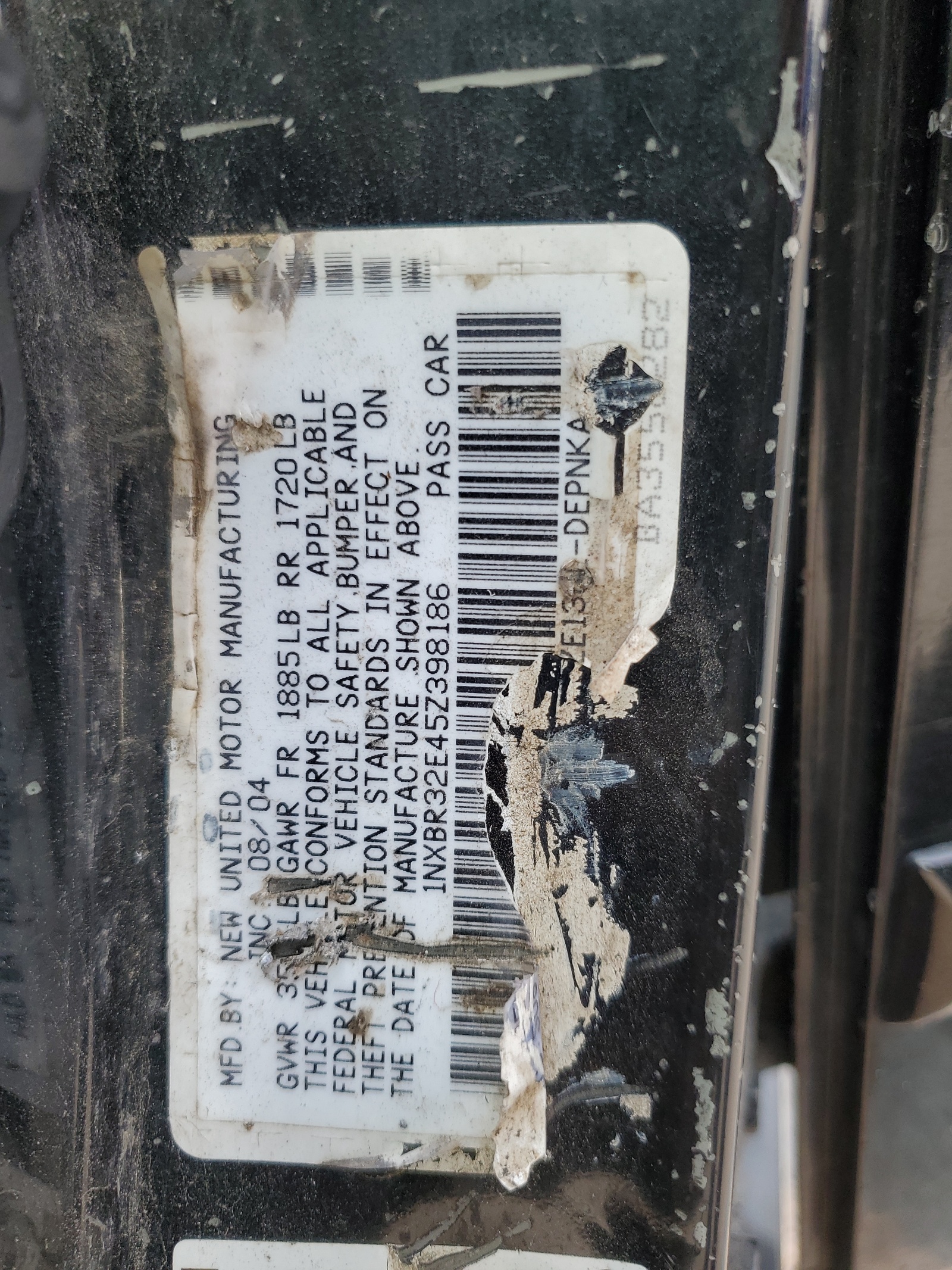 1NXBR32E45Z398186 2005 Toyota Corolla Ce