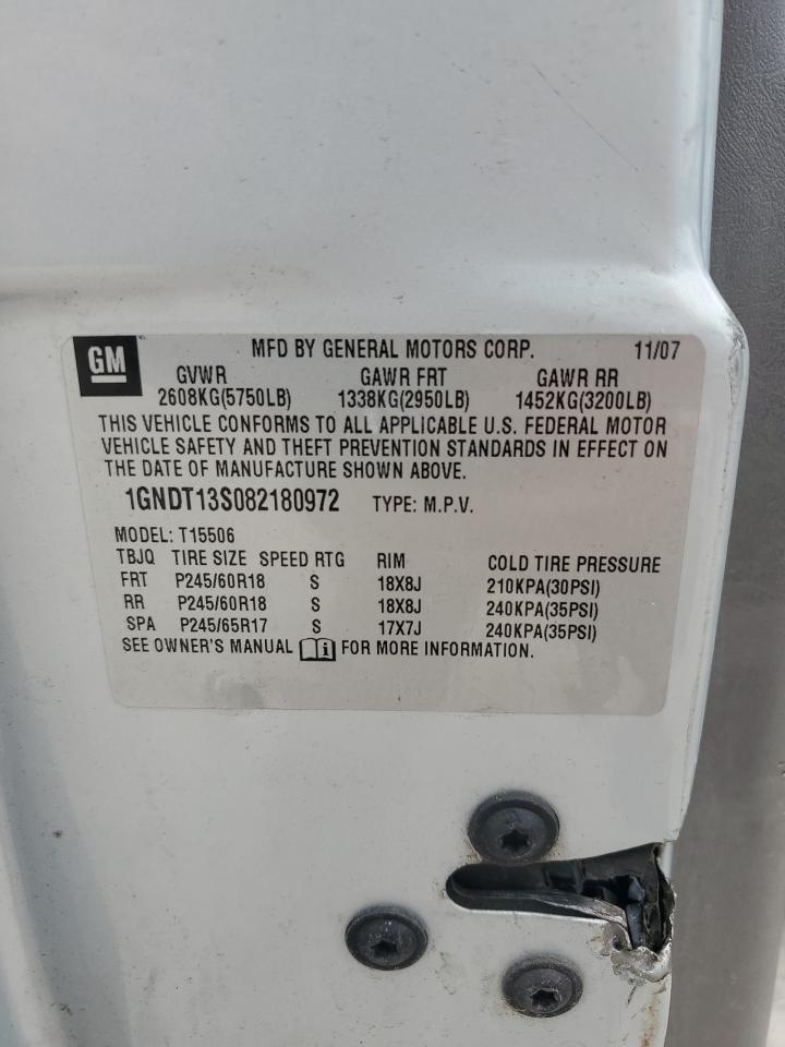 2008 Chevrolet Trailblazer Ls VIN: 1GNDT13S082180972 Lot: 62361774