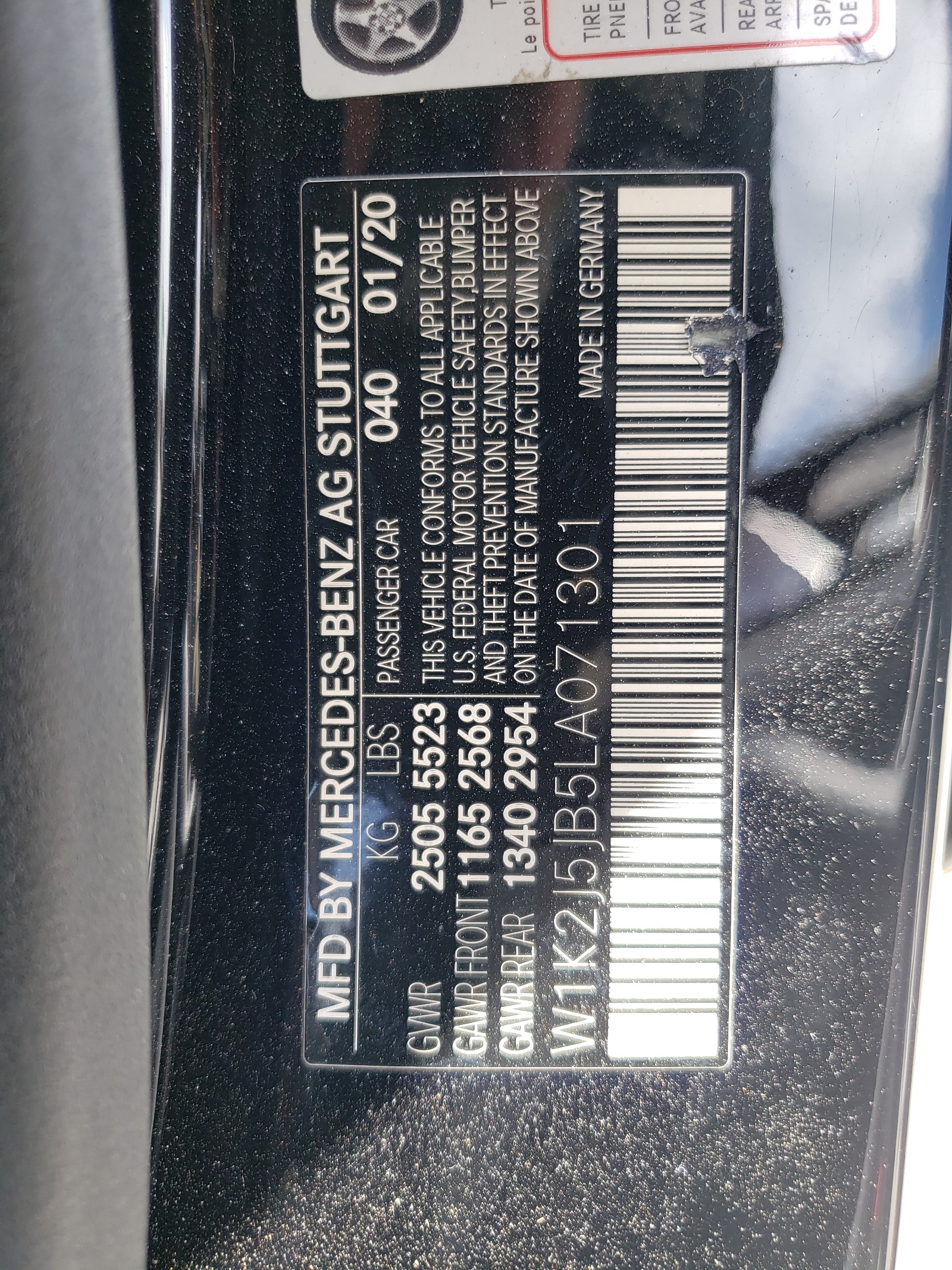 W1K2J5JB5LA071301 2020 Mercedes-Benz Cls 450