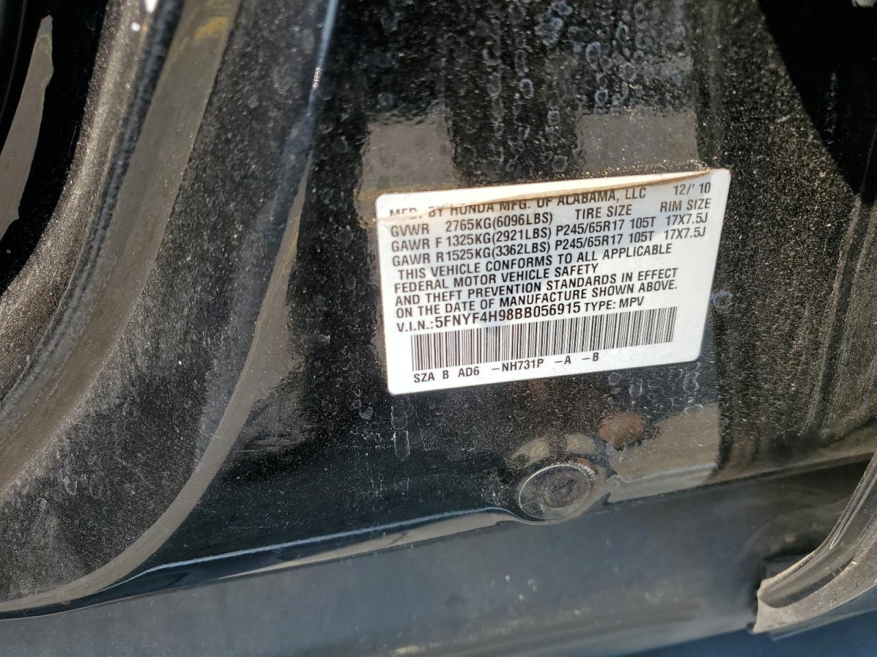 2011 Honda Pilot Touring VIN: 5FNYF4H98BB056915 Lot: 63403934