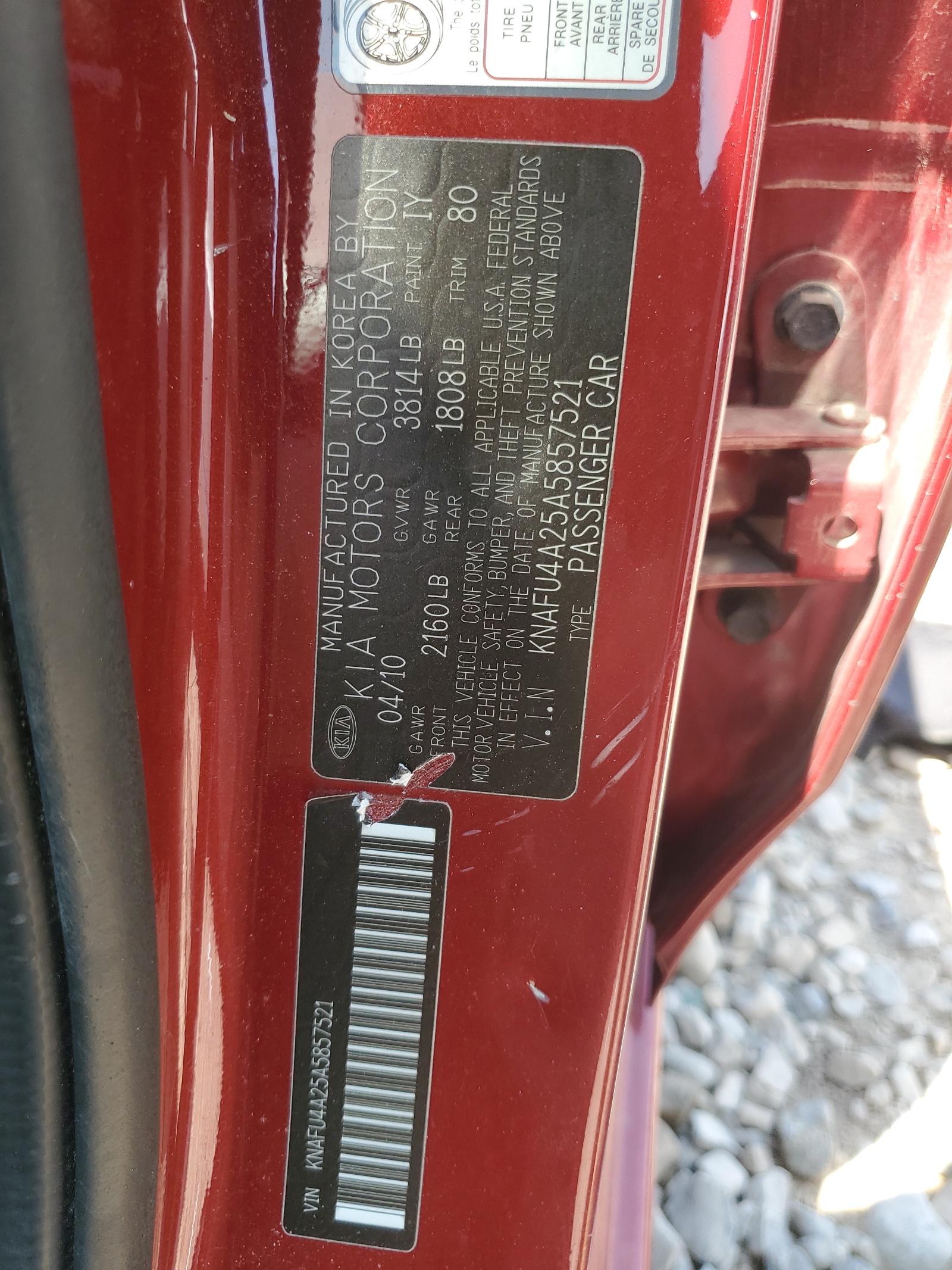 KNAFU4A25A5857521 2010 Kia Forte Ex