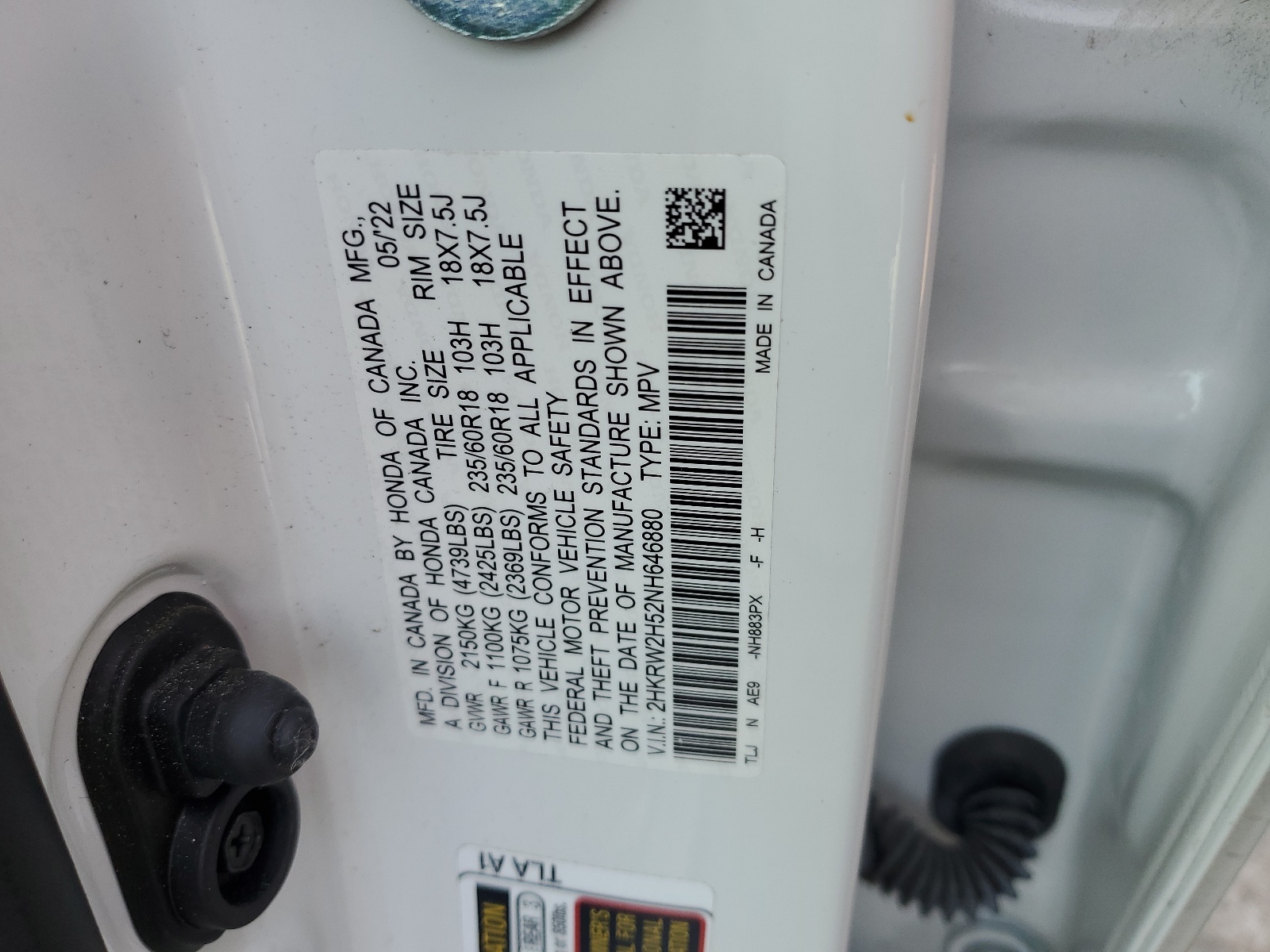 2HKRW2H52NH646880 2022 Honda Cr-V Ex