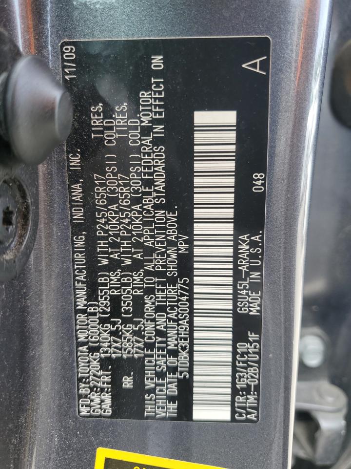 2010 Toyota Highlander VIN: 5TDBK3EH9AS004775 Lot: 64620394