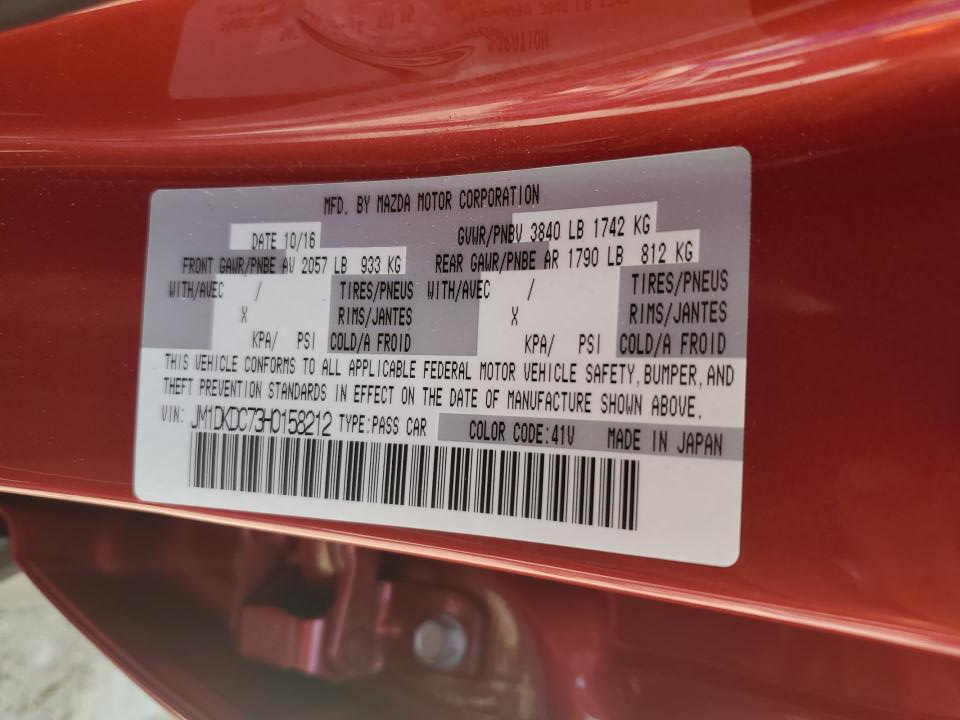 JM1DKDC73H0158212 2017 Mazda Cx-3 Touring