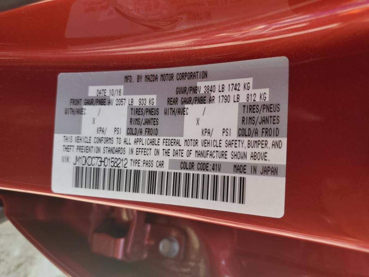 2017 Mazda Cx-3 Touring VIN: JM1DKDC73H0158212 Lot: 64195734