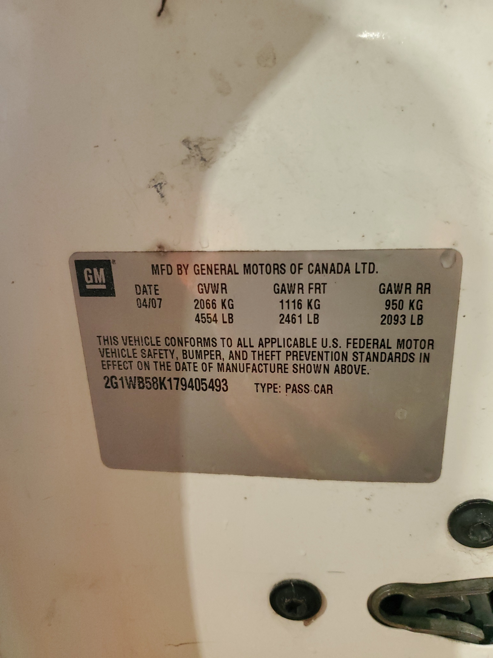 2G1WB58K179405493 2007 Chevrolet Impala Ls