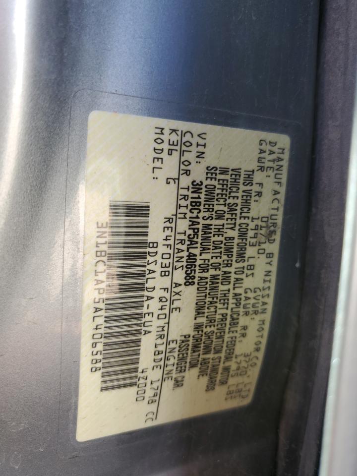 2010 Nissan Versa S VIN: 3N1BC1AP5AL406588 Lot: 63725844