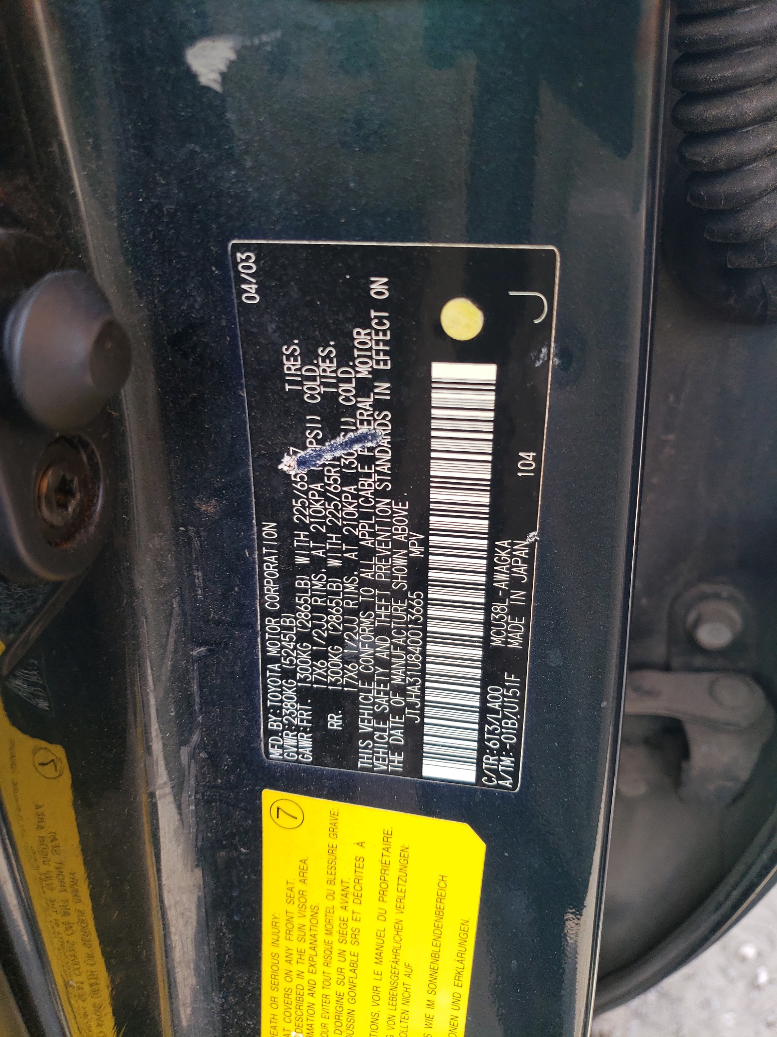 JTJHA31U840013665 2004 Lexus Rx 330