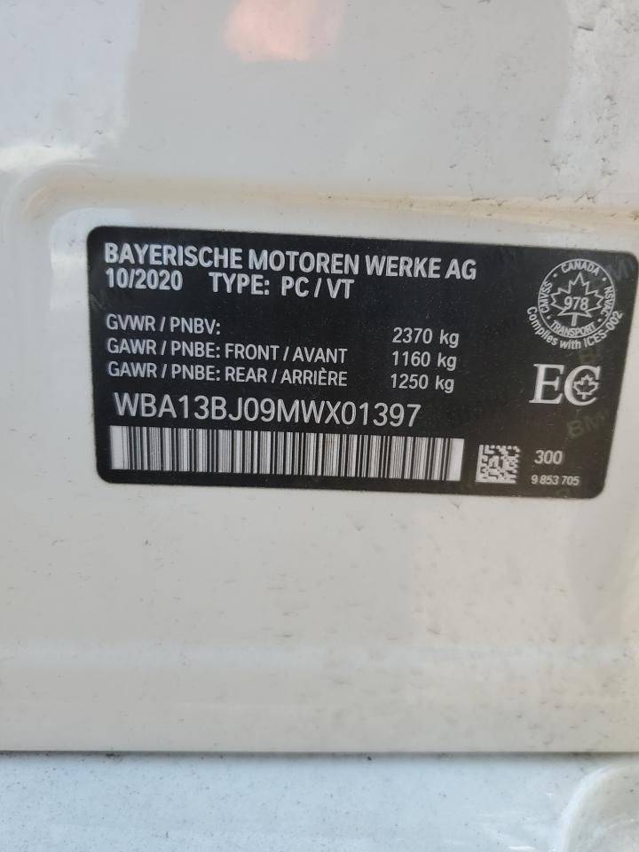 2021 BMW 530 Xi VIN: WBA13BJ09MWX01397 Lot: 64762854