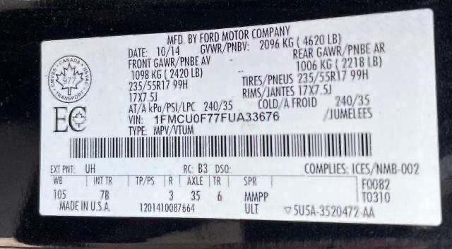 1FMCU0F77FUA33676 2015 Ford Escape S