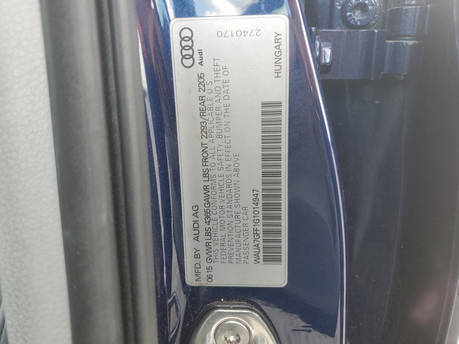 WAUA7GFF1G1014947 2016 Audi A3 Premium