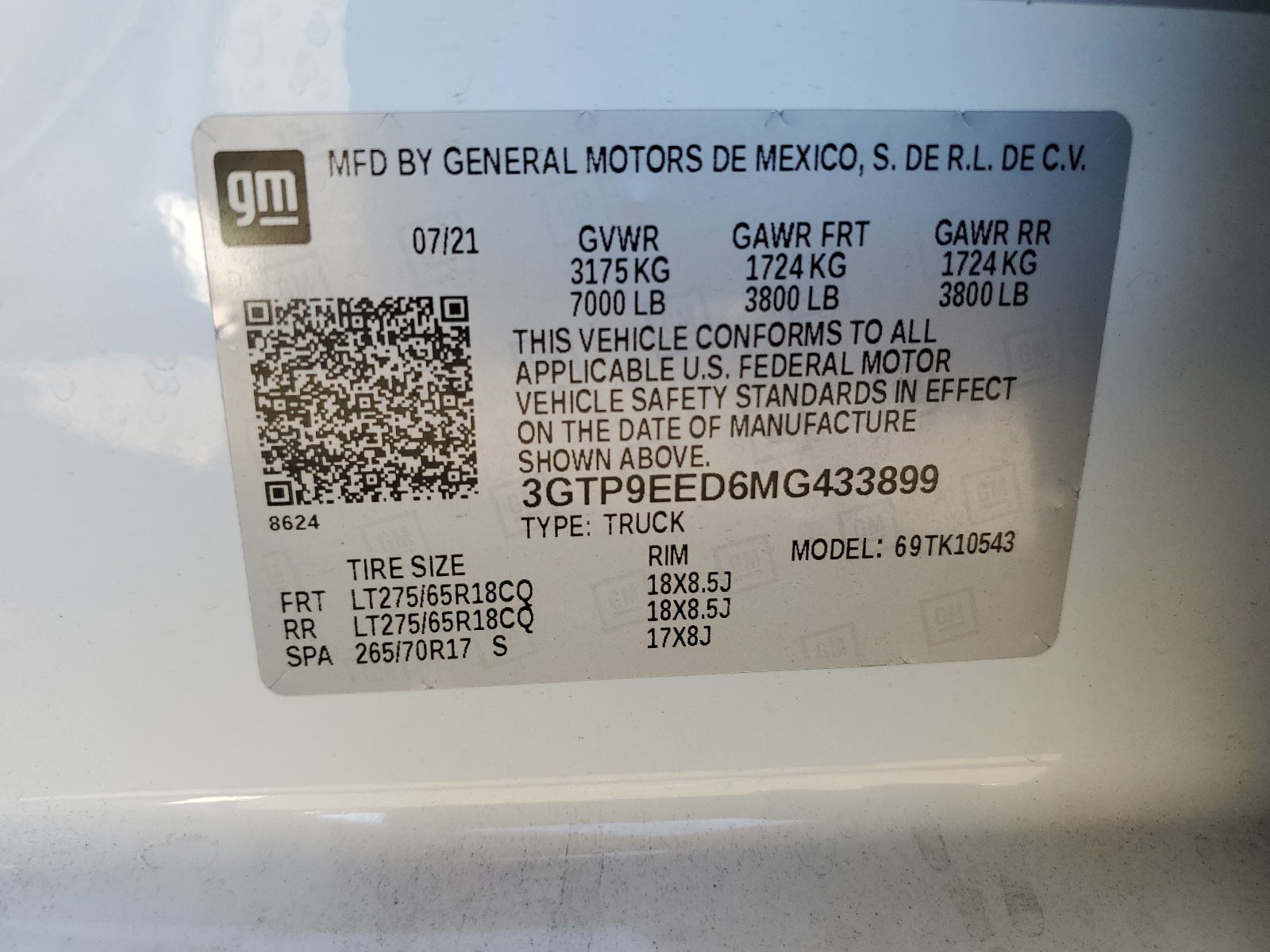 3GTP9EED6MG433899 2021 GMC Sierra K1500 At4
