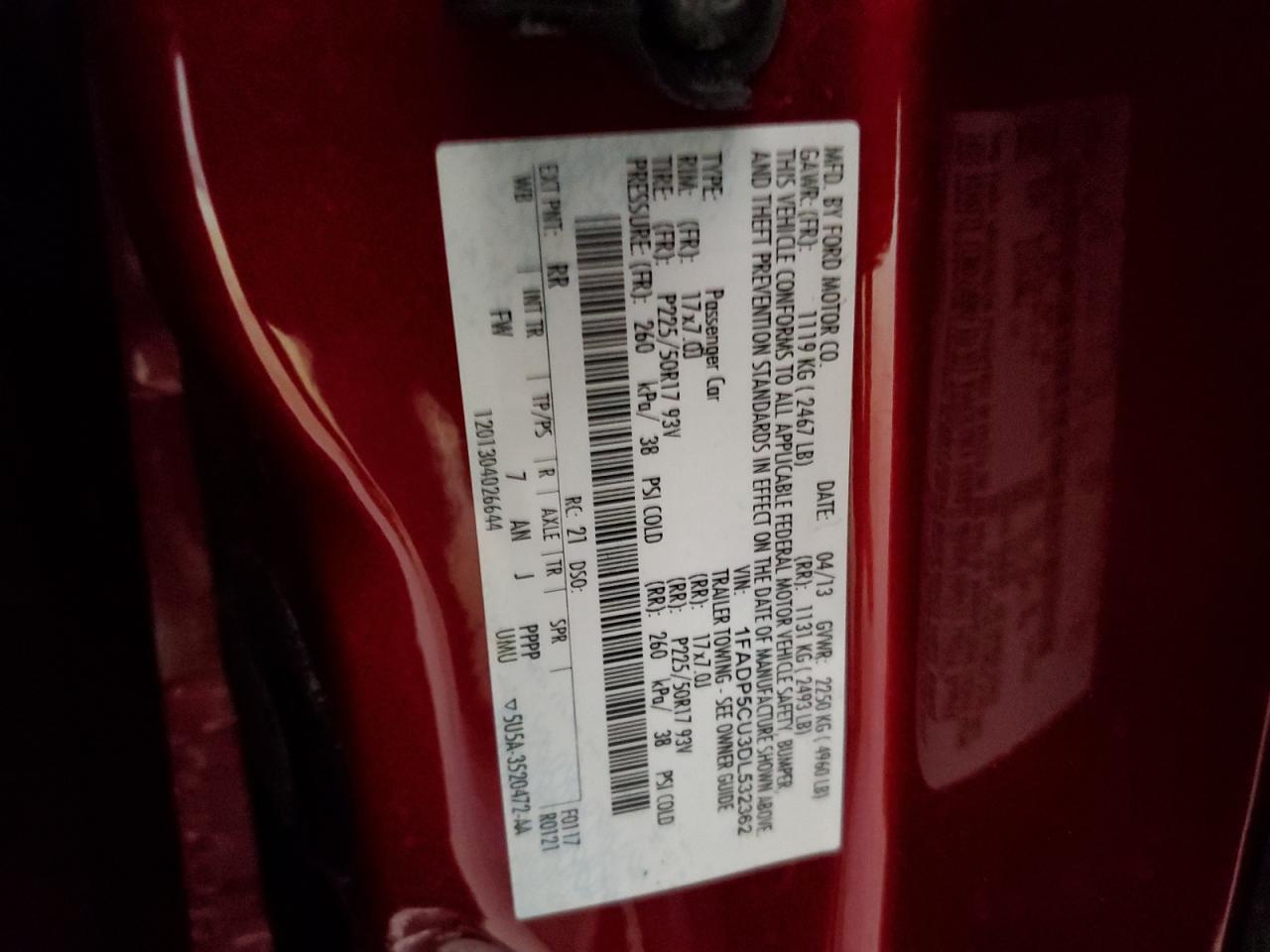 2013 Ford C-Max Premium VIN: 1FADP5CU3DL532362 Lot: 61284384