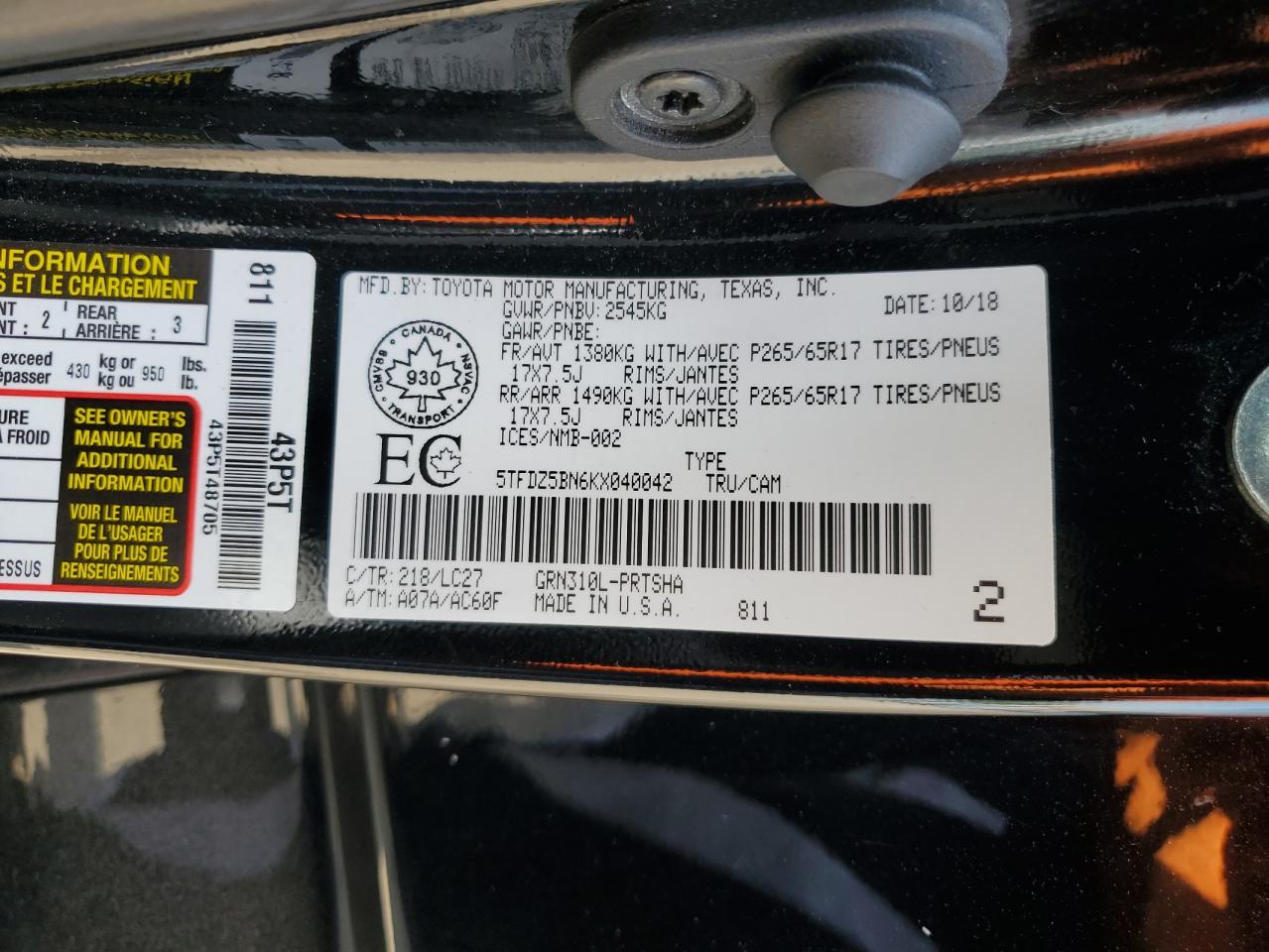 2019 Toyota Tacoma Double Cab VIN: 5TFDZ5BN6KX040042 Lot: 64944044