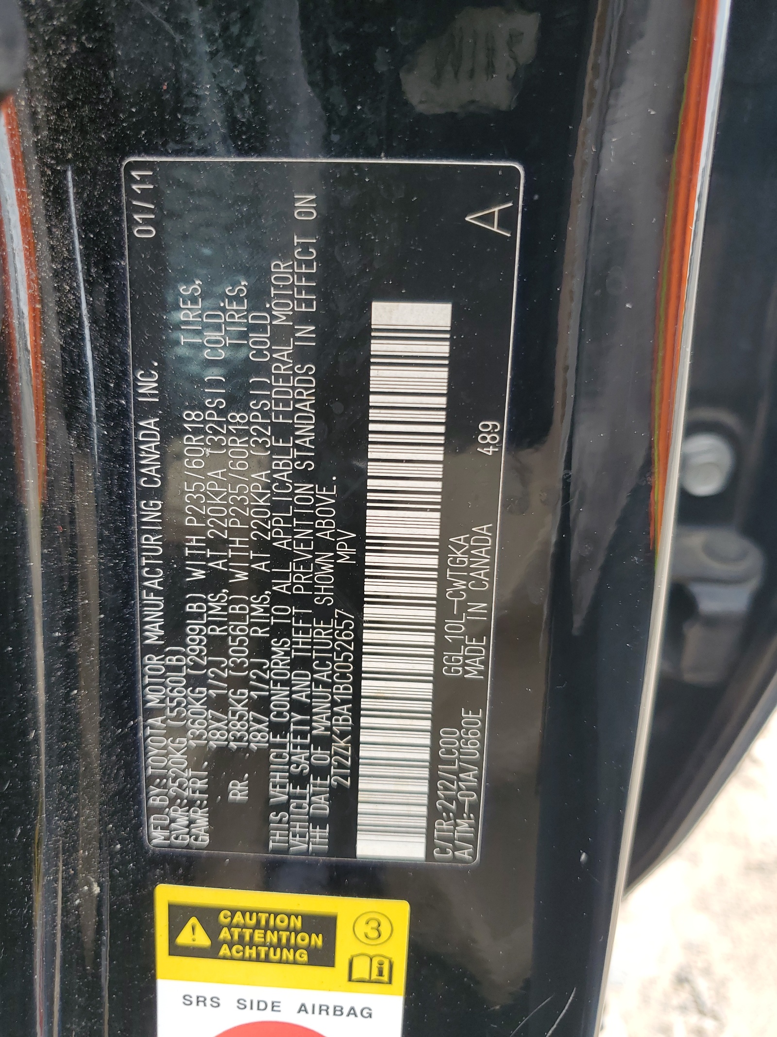 2T2ZK1BA1BC052657 2011 Lexus Rx 350