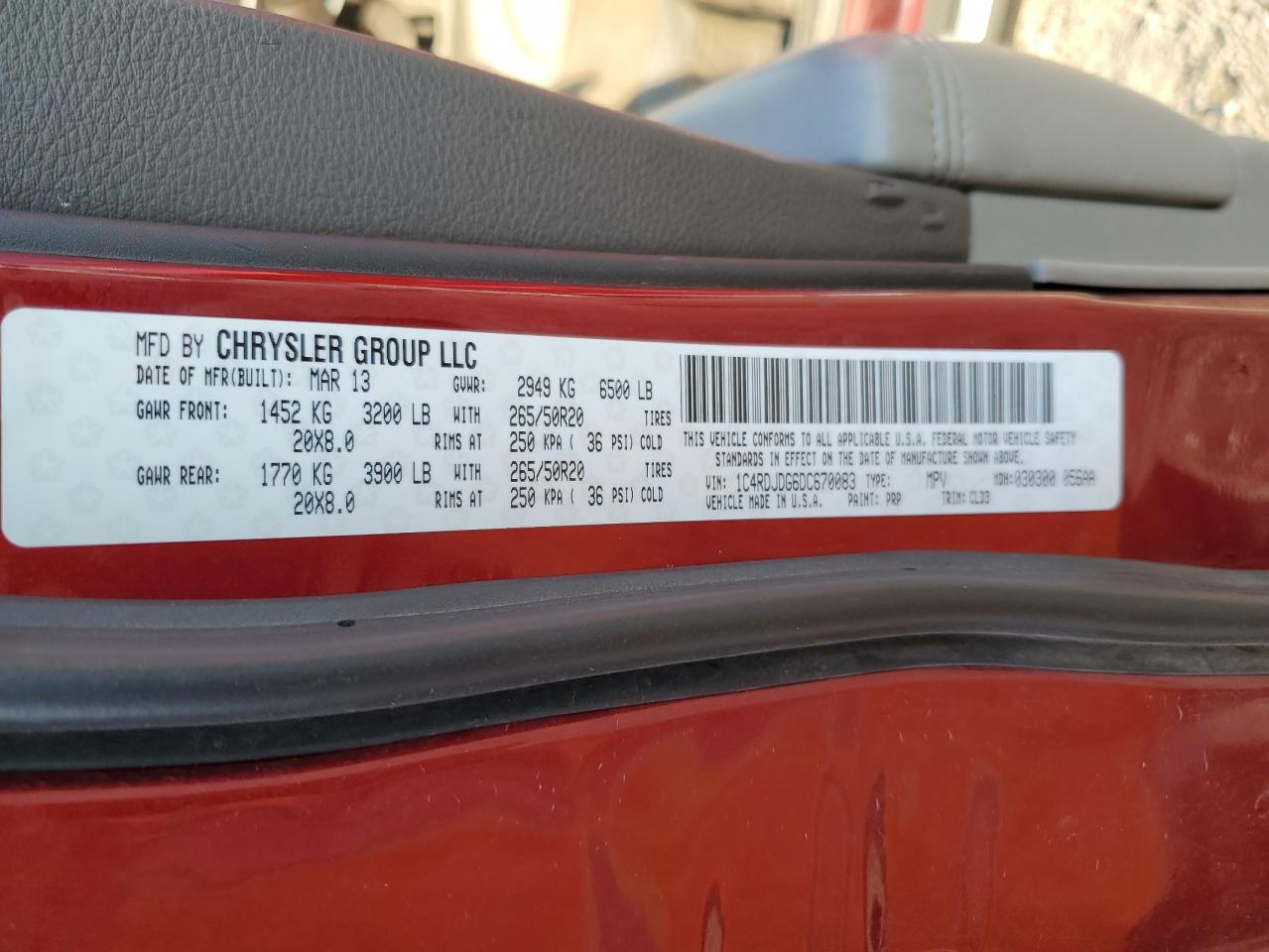 1C4RDJDG6DC670083 2013 Dodge Durango Crew