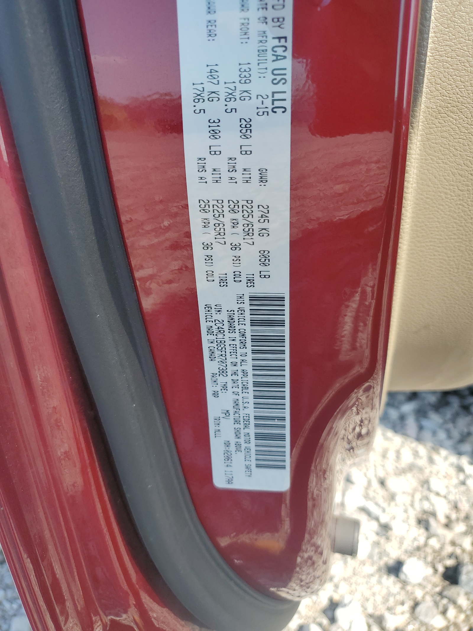 2C4RC1BG5FR707382 2015 Chrysler Town & Country Touring