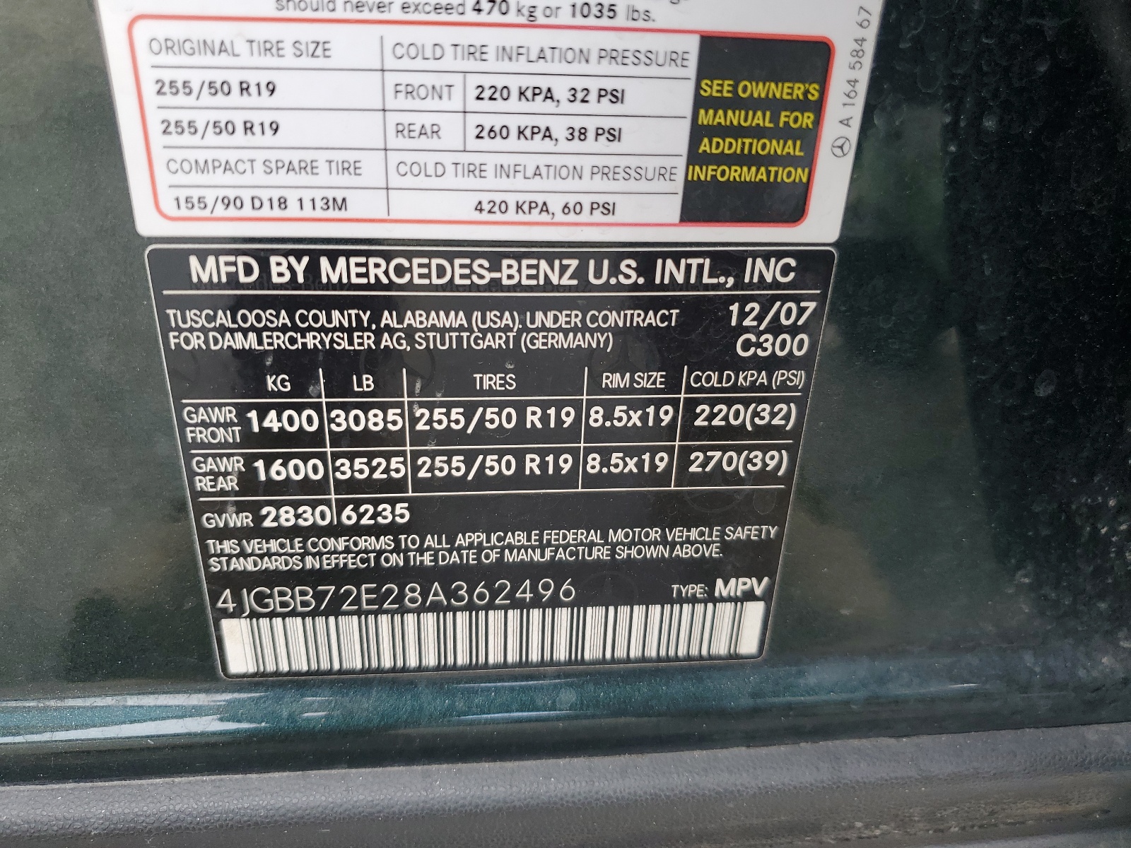 4JGBB72E28A362496 2008 Mercedes-Benz Ml 550