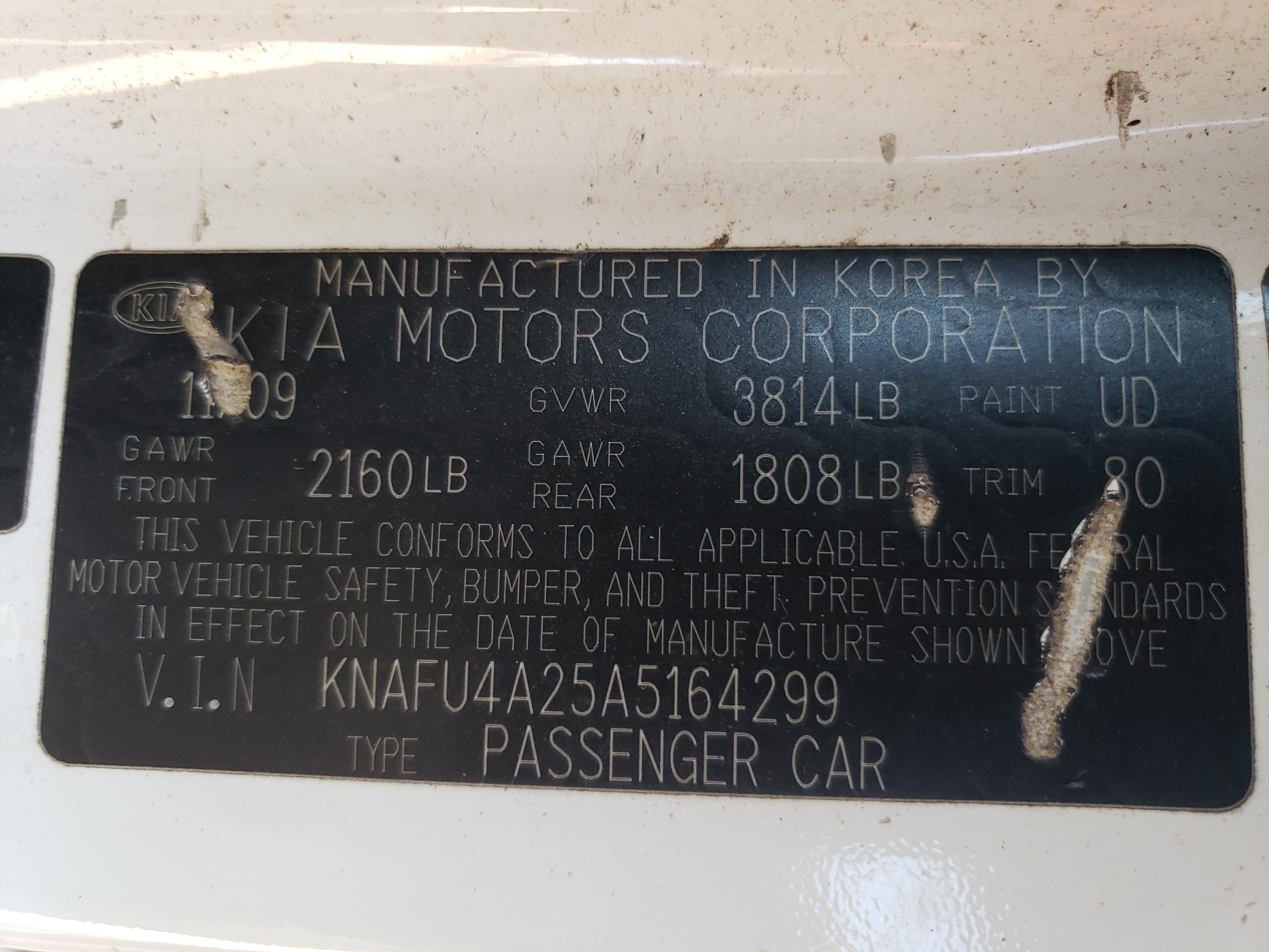 KNAFU4A25A5164299 2010 Kia Forte Ex