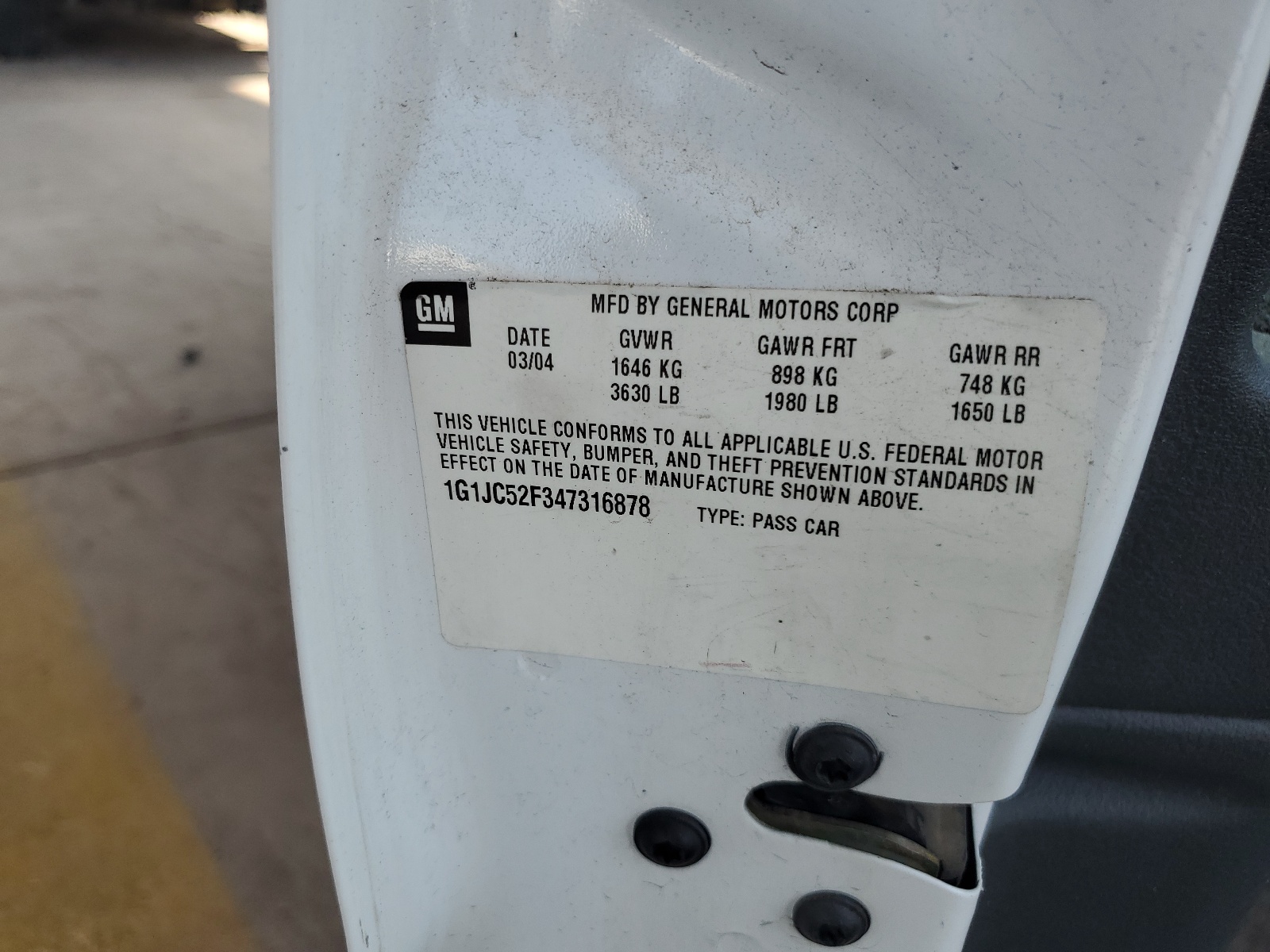 1G1JC52F347316878 2004 Chevrolet Cavalier