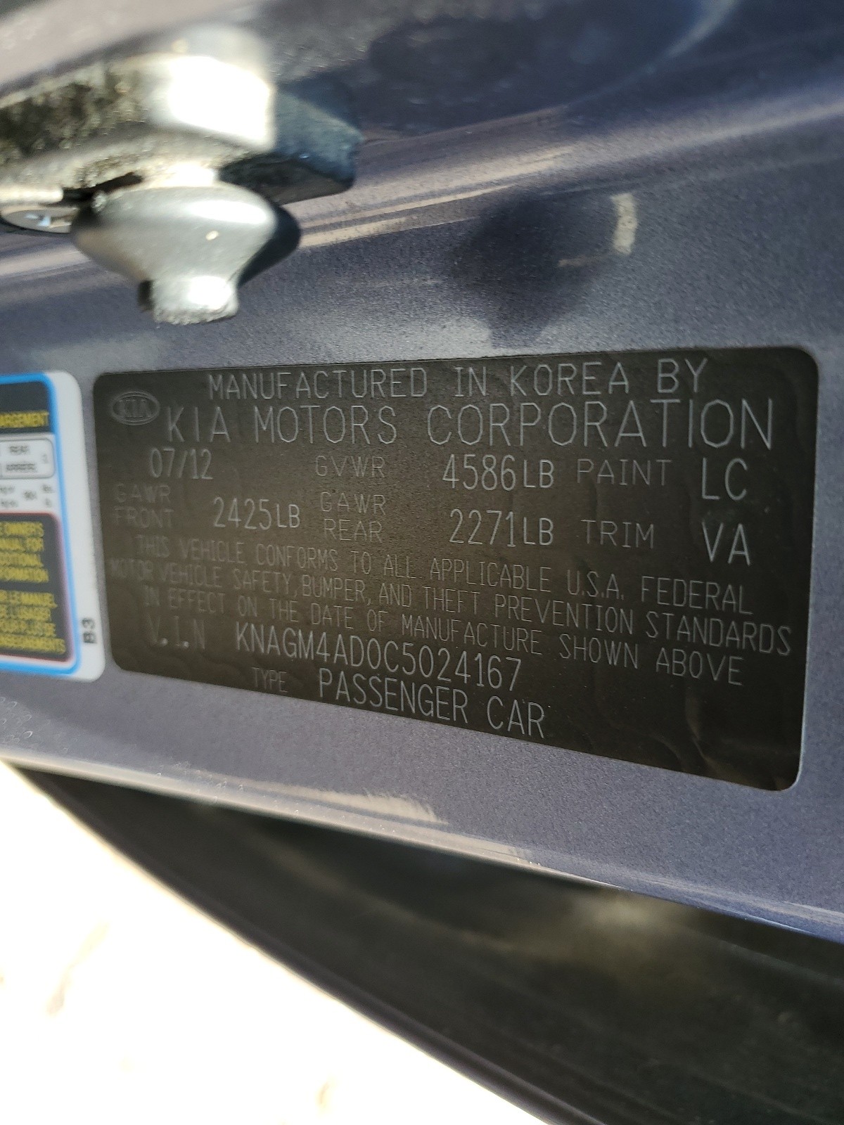 KNAGM4AD0C5024167 2012 Kia Optima Hybrid