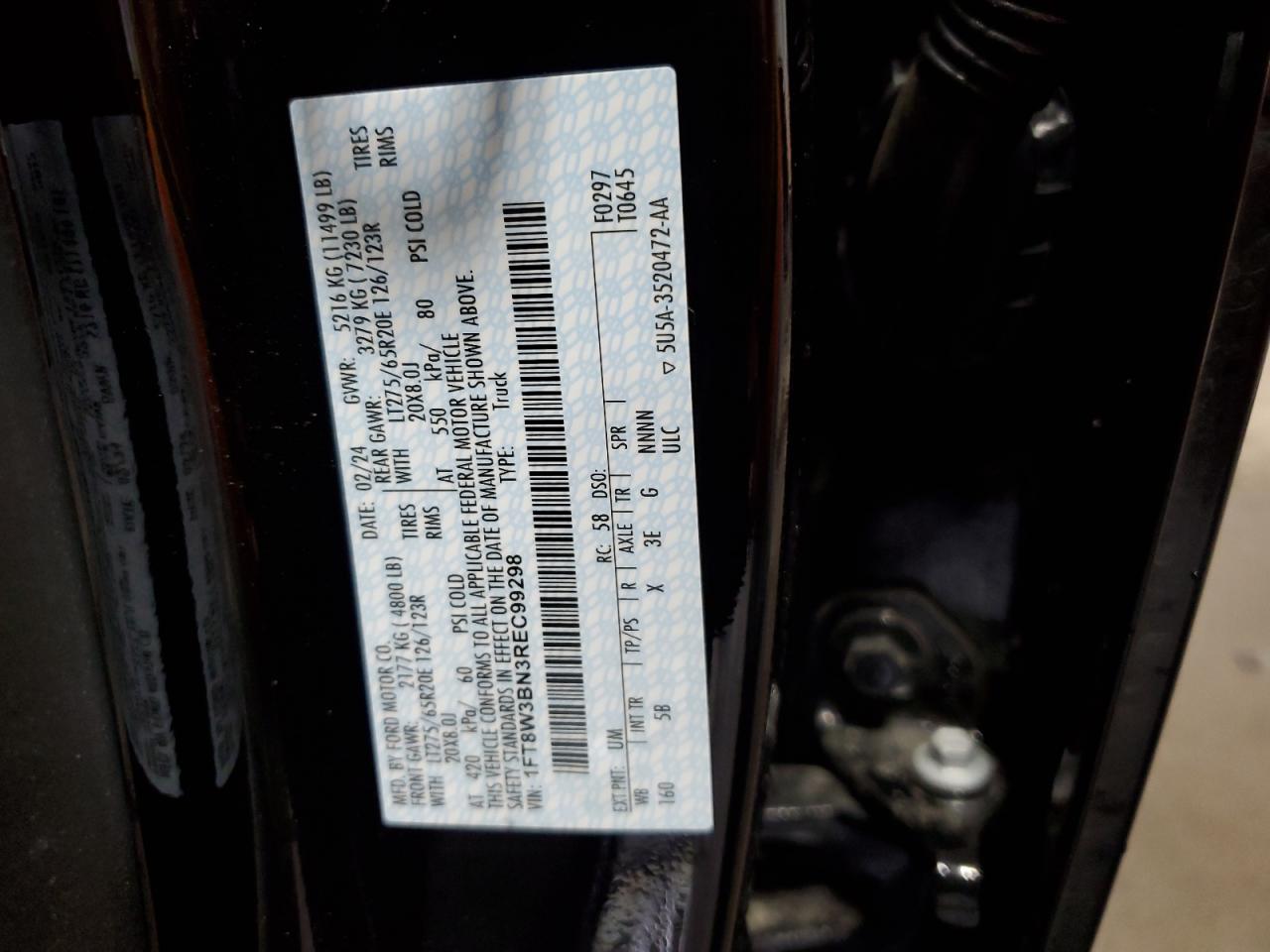 2024 Ford F350 Super Duty VIN: 1FT8W3BN3REC99298 Lot: 63990524