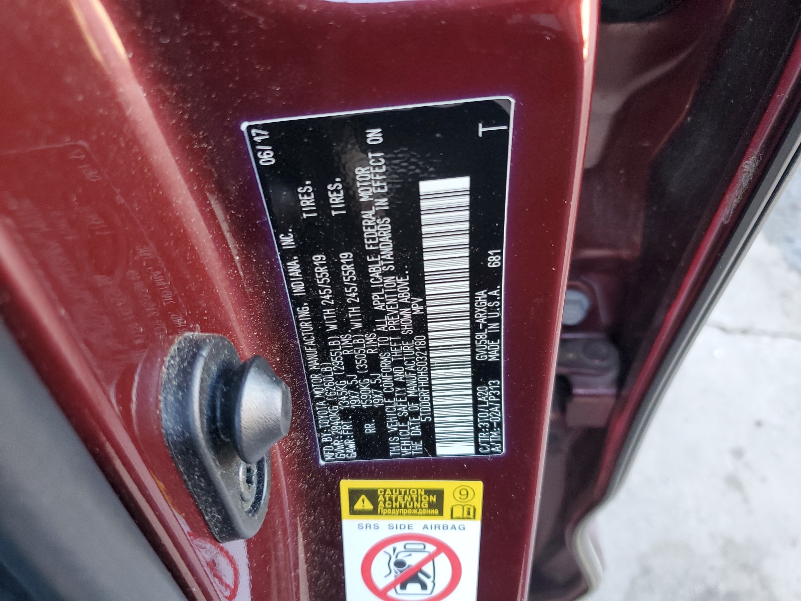 5TDDGRFH0HS032180 2017 Toyota Highlander Hybrid Limited