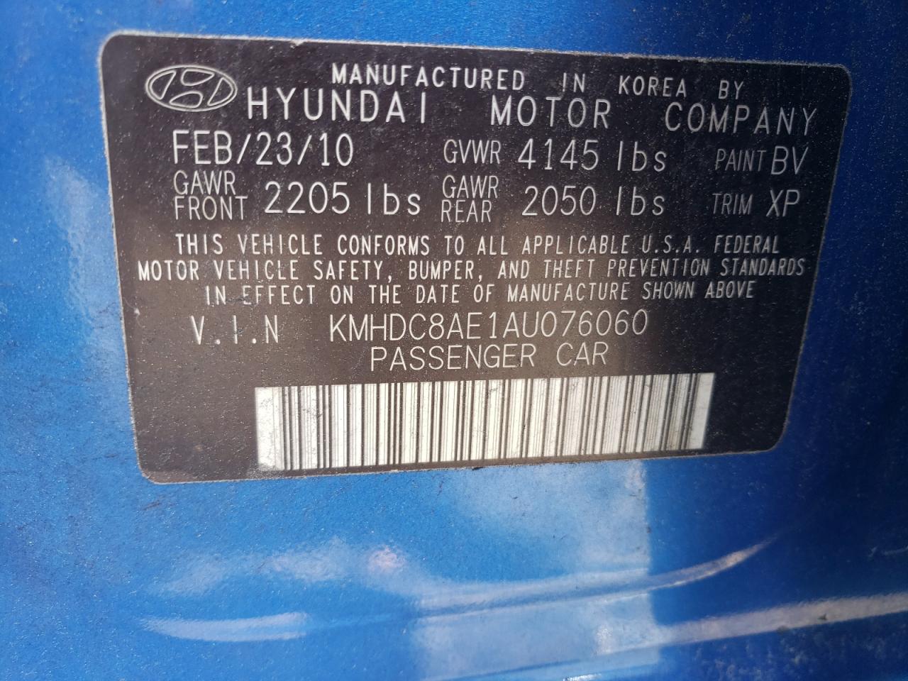 2010 Hyundai Elantra Touring Gls VIN: KMHDC8AE1AU076060 Lot: 61351874