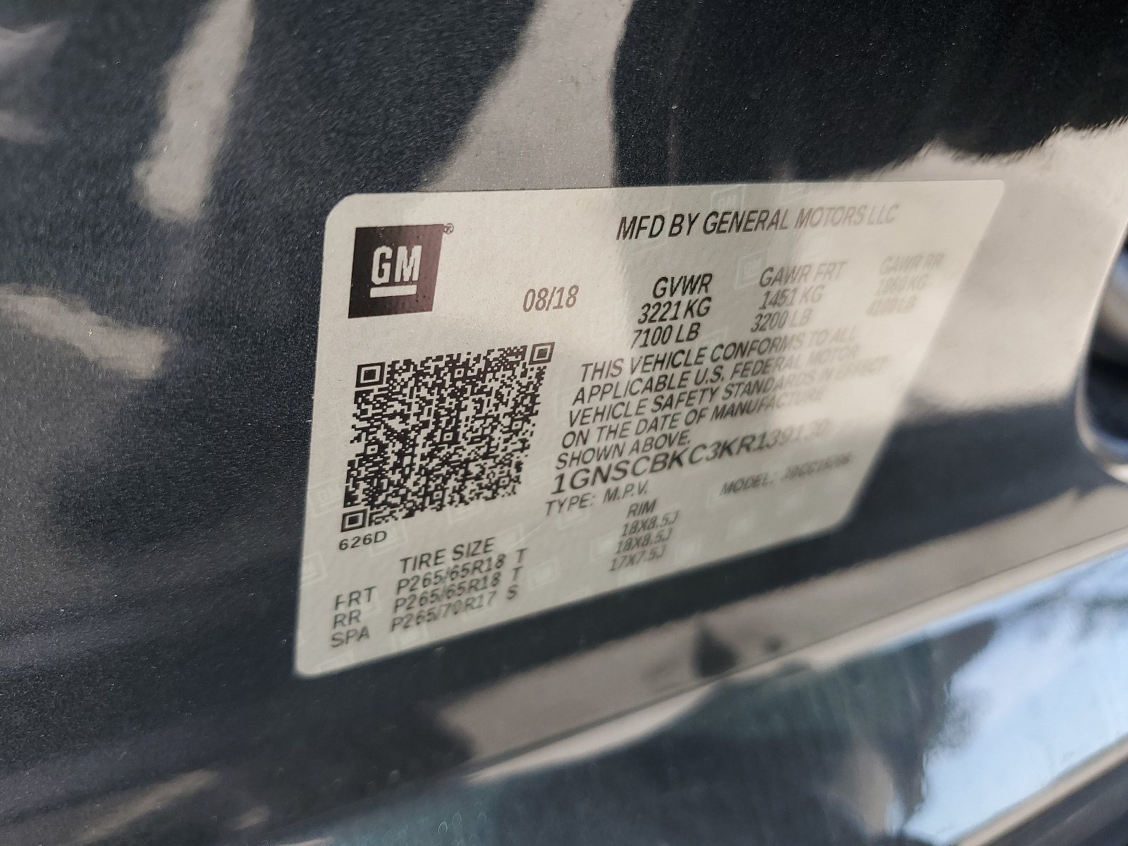 1GNSCBKC3KR139130 2019 Chevrolet Tahoe C1500 Lt