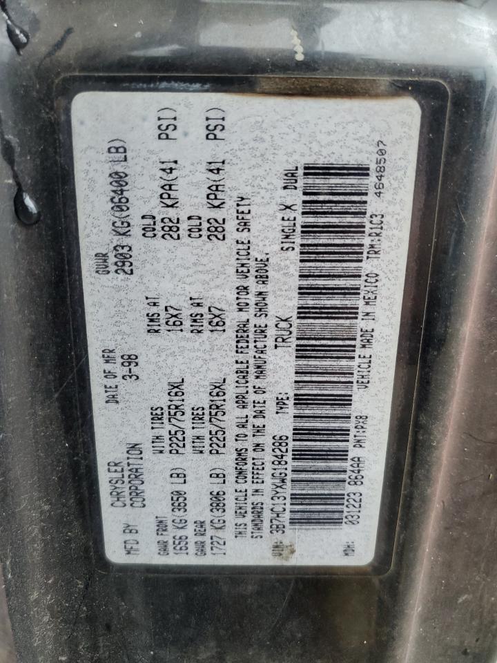 1998 Dodge Ram 1500 VIN: 3B7HC13YXWG184286 Lot: 64943944