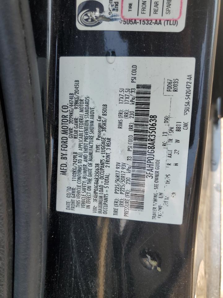 3FAHP0JG8AR350638 2010 Ford Fusion Sel