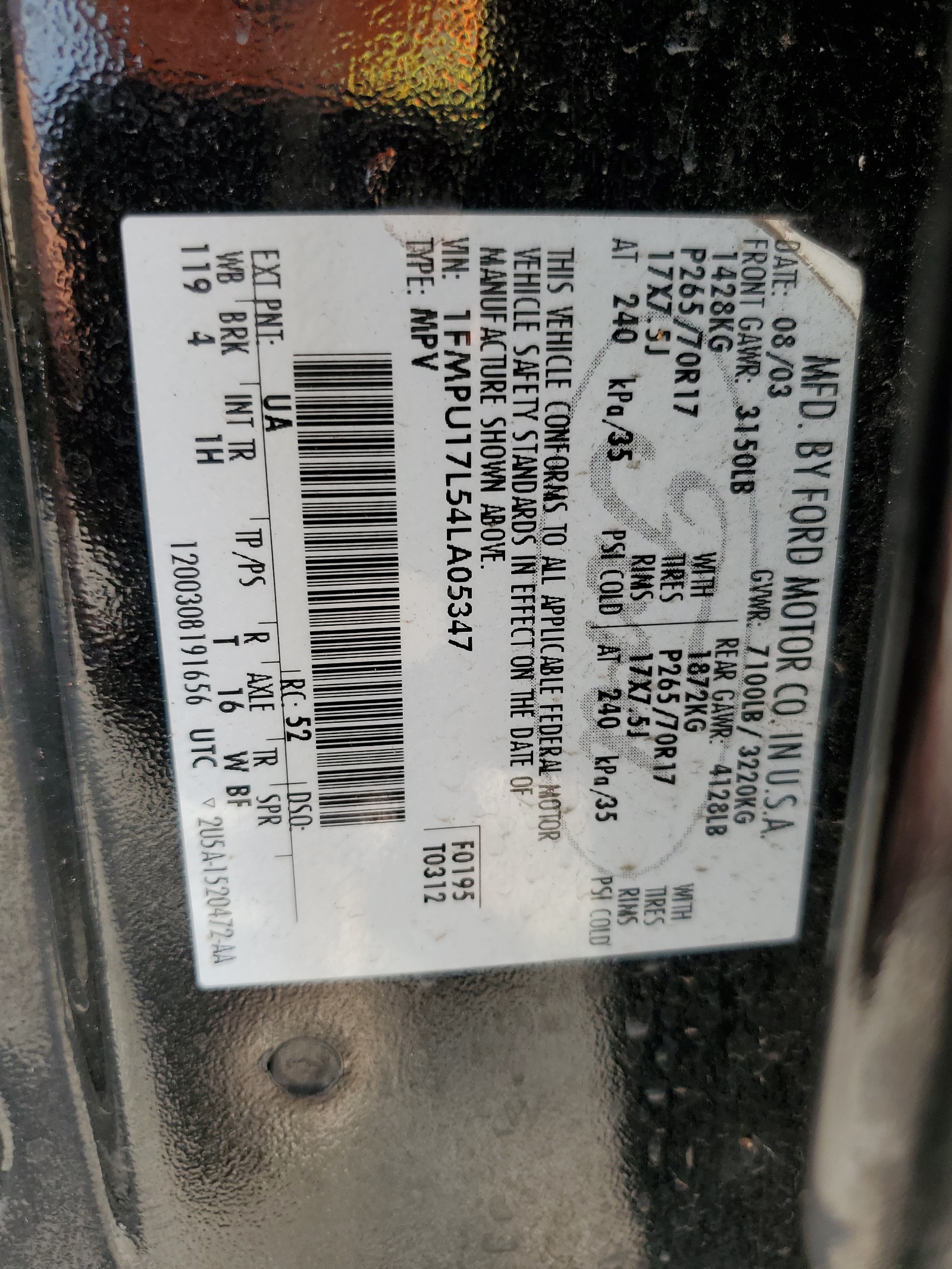 1FMPU17L54LA05347 2004 Ford Expedition Eddie Bauer