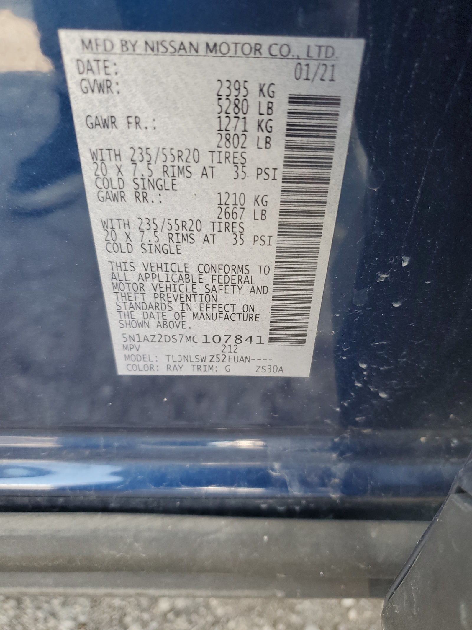 5N1AZ2DS7MC107841 2021 Nissan Murano Platinum