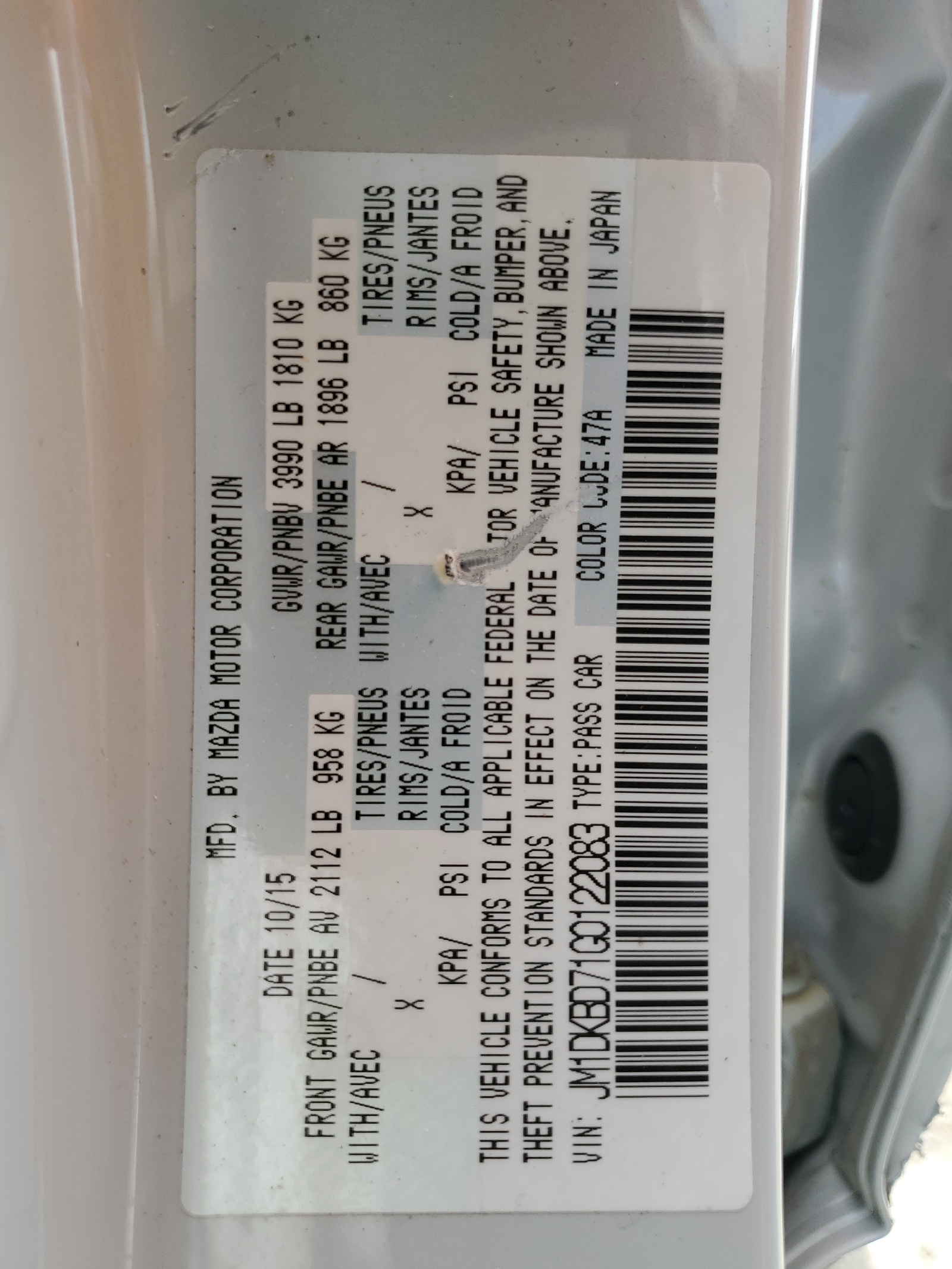 JM1DKBD71G0122083 2016 Mazda Cx-3 Grand Touring