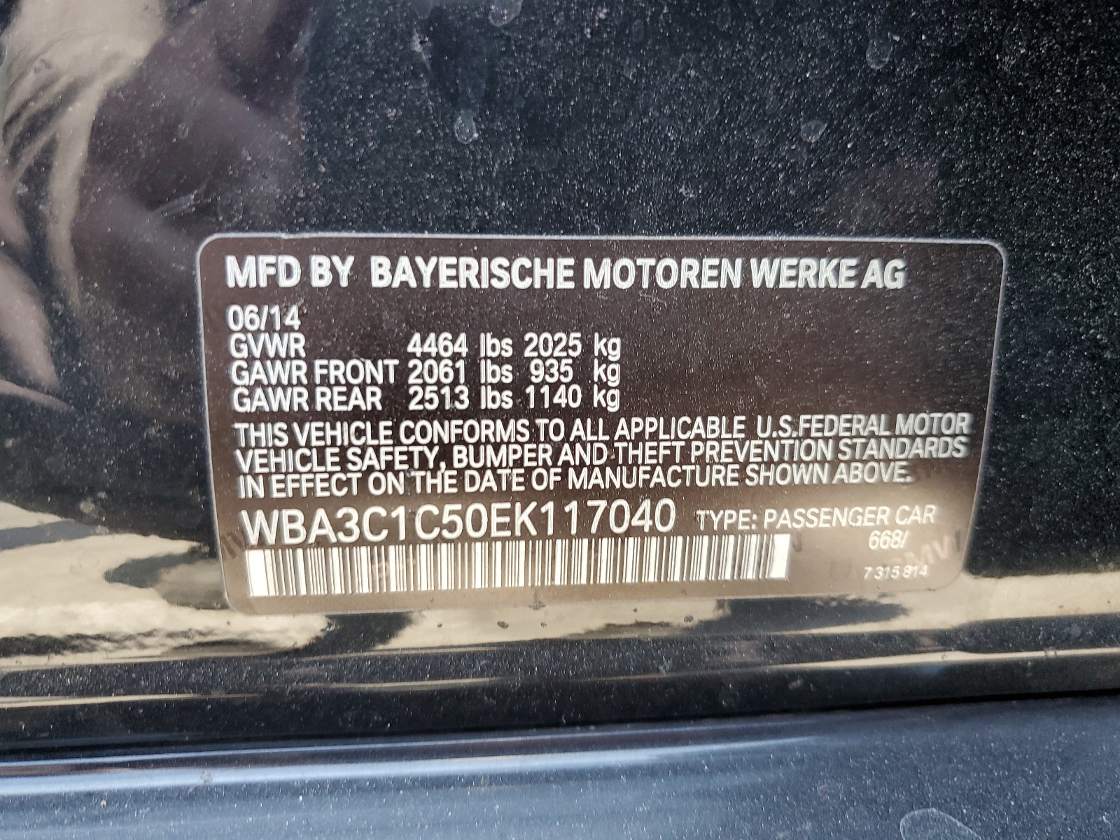 WBA3C1C50EK117040 2014 BMW 328 I Sulev