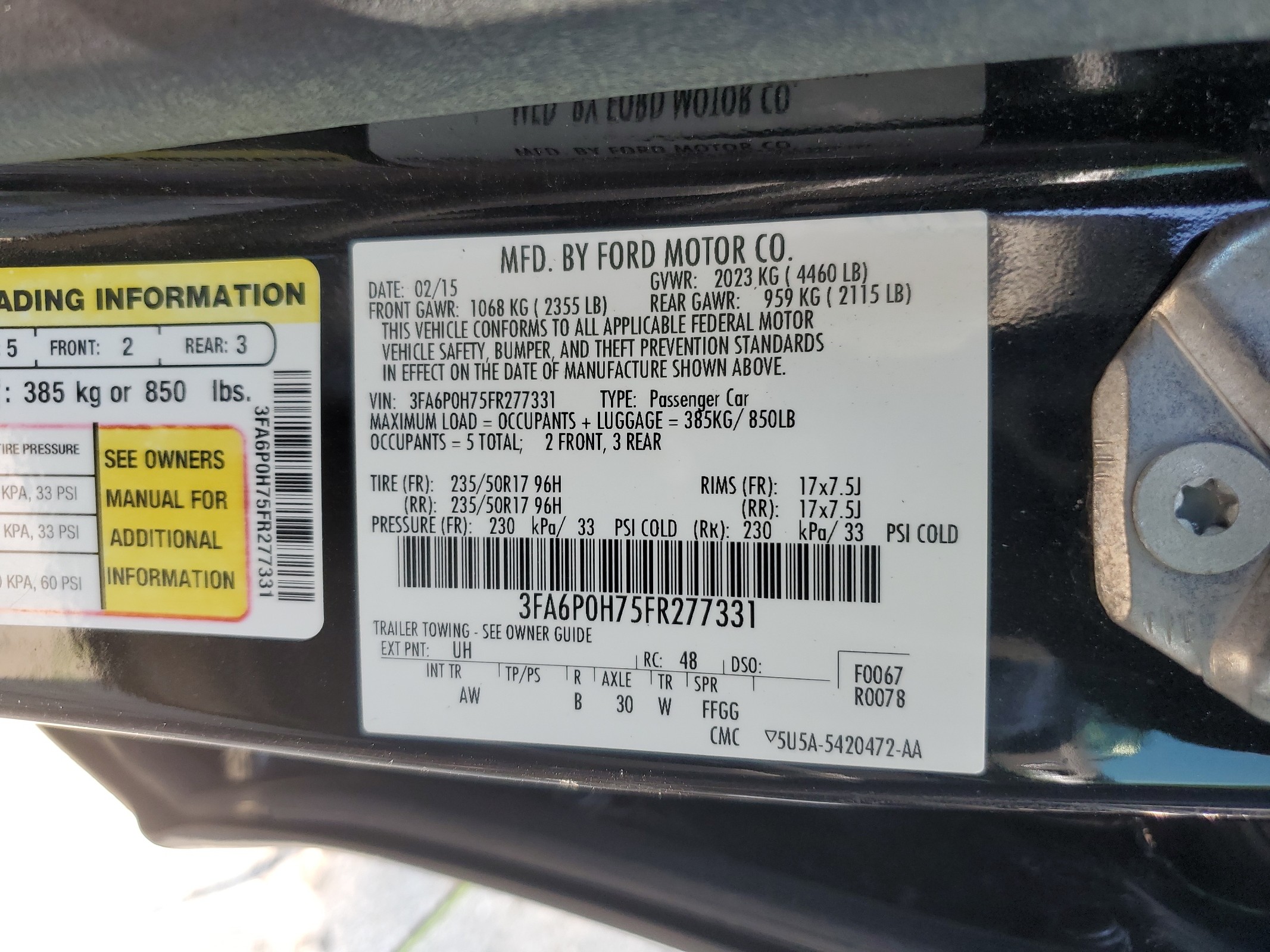 3FA6P0H75FR277331 2015 Ford Fusion Se