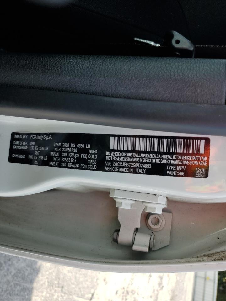 2016 Jeep Renegade Latitude VIN: ZACCJBBT2GPD74093 Lot: 62088014